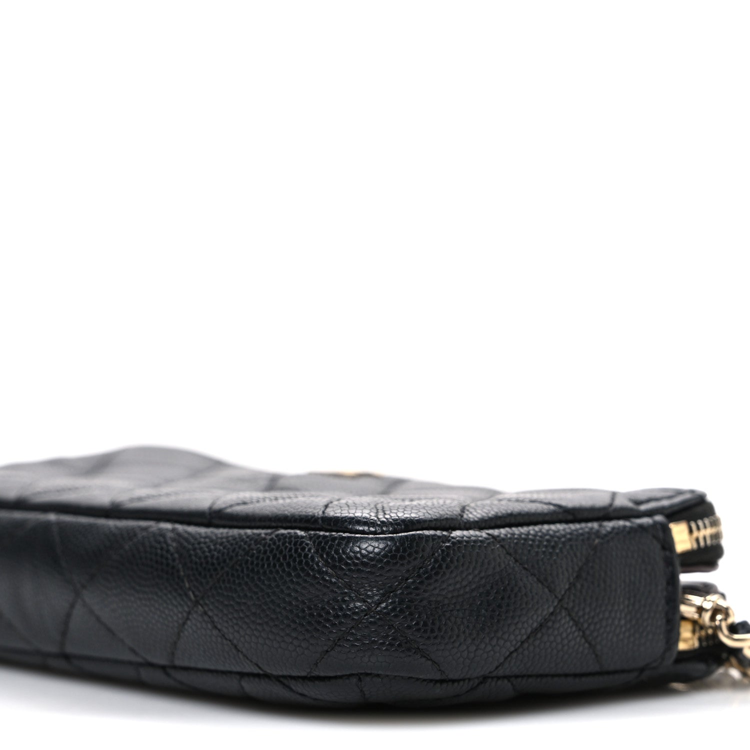Caviar Quilted Small Clutch With Chain Black