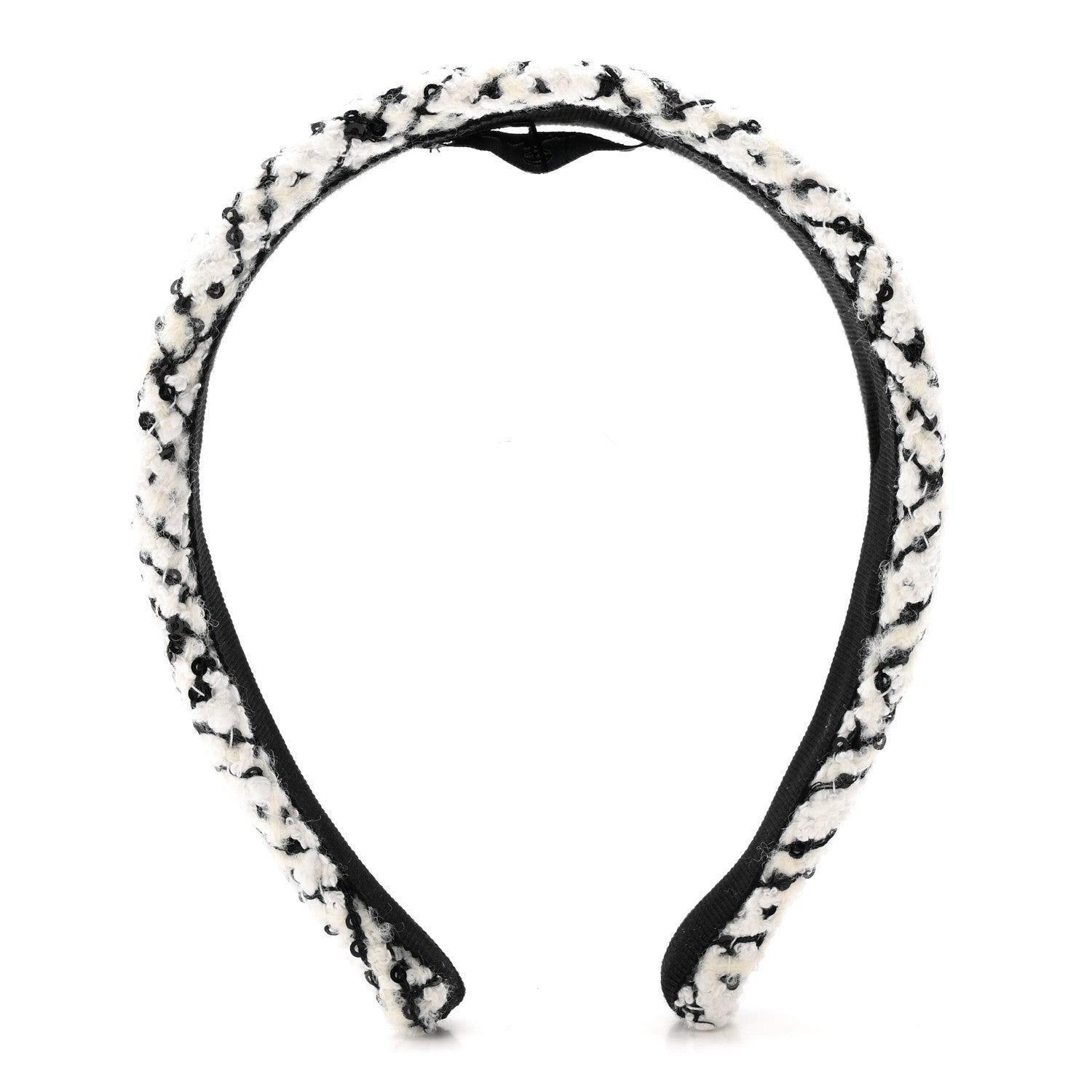Tweed Sequin Headband White Black