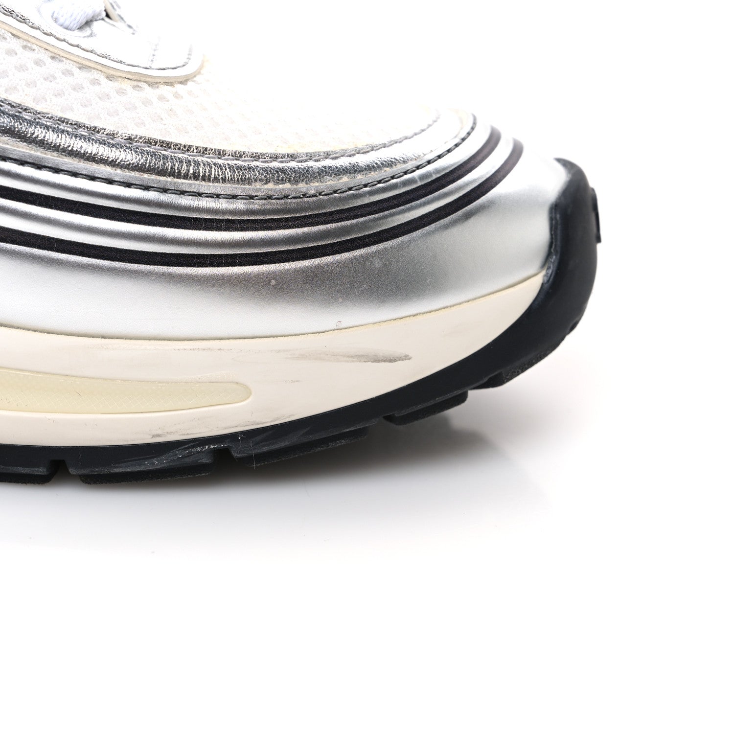 Fabric Laminated Calfskin Stretch CC Womens Sneakers 40 White Silver