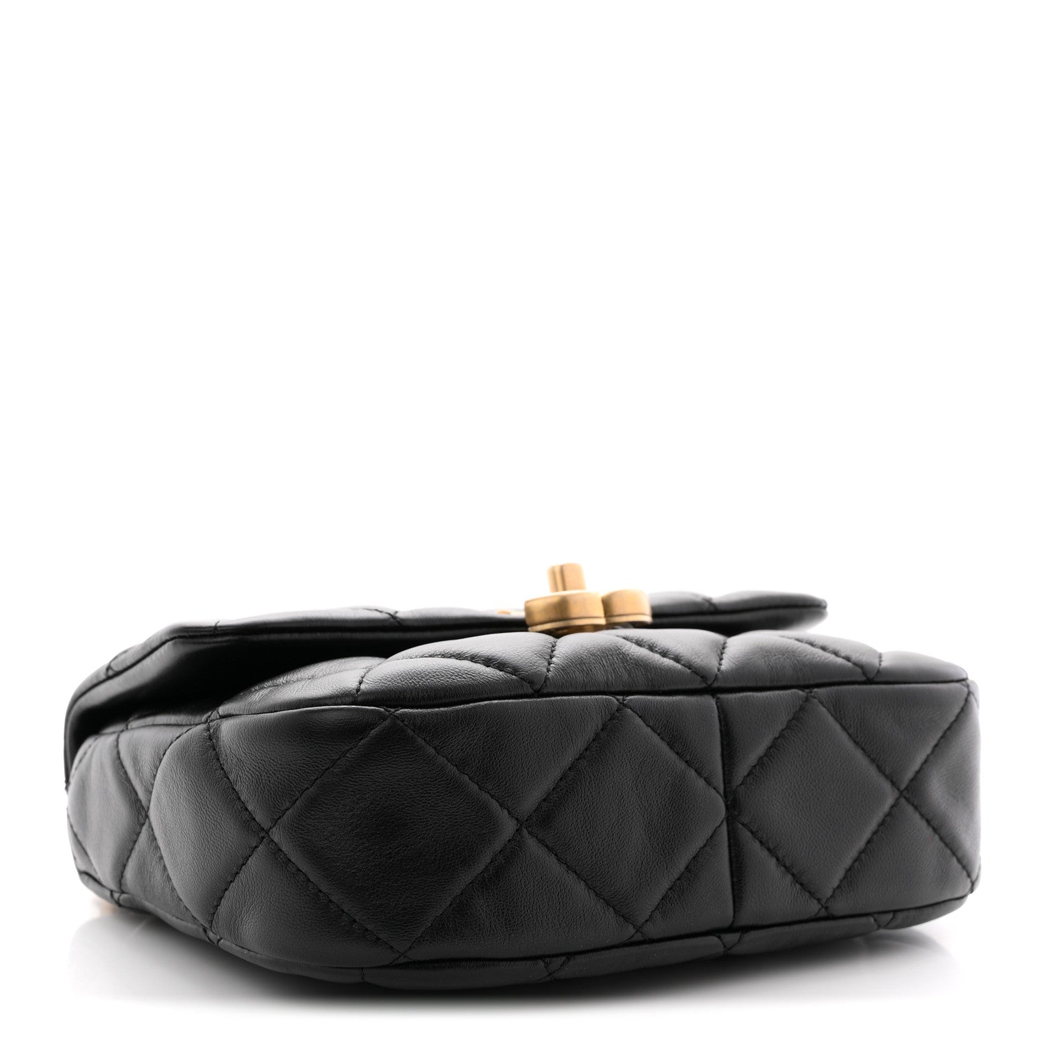 Lambskin Quilted Mini Lacquered Chain Flap Black