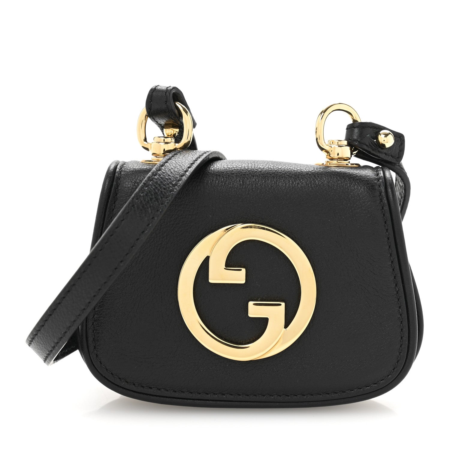 Roxy Calfskin Mini Blondie Card Case Wallet With Strap Black