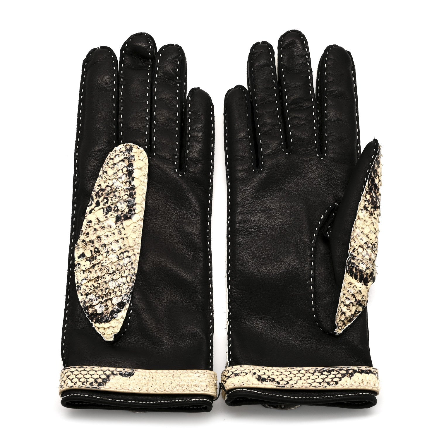Snakeskin Lambskin Dionysus Gloves 7.5 Beige
