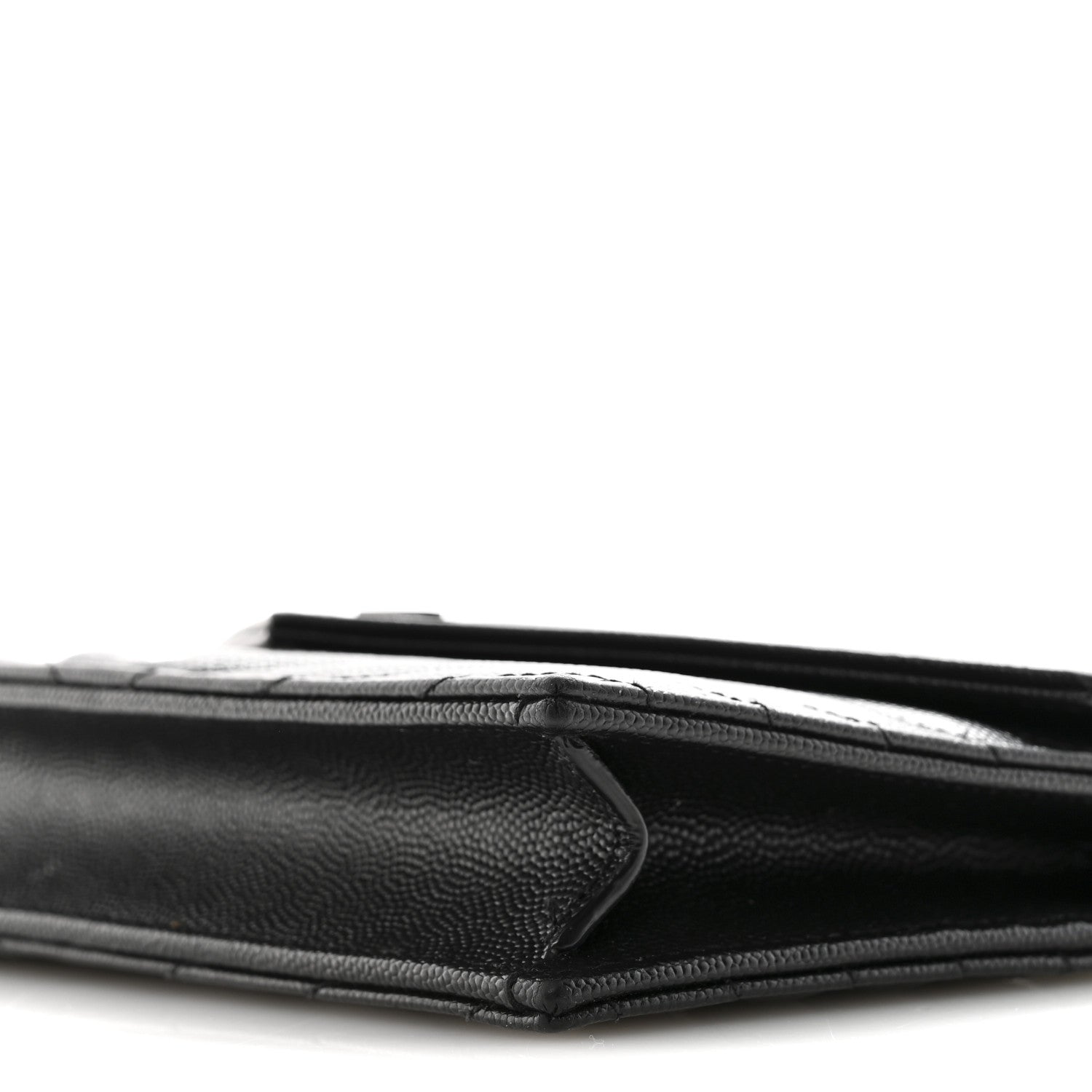 Grain De Poudre Matelasse Chevron Monogram Monochrome Envelope Chain Wallet Black