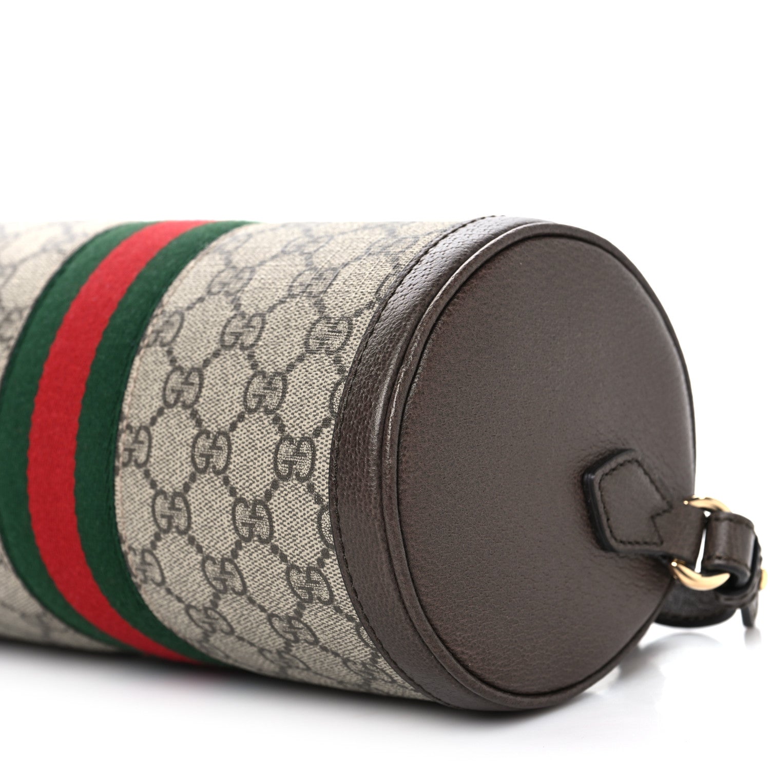 GG Supreme Monogram Textured Dollar Calfskin Web Small Ophidia Blondie Barrel shoulder Bag Beige New Acero