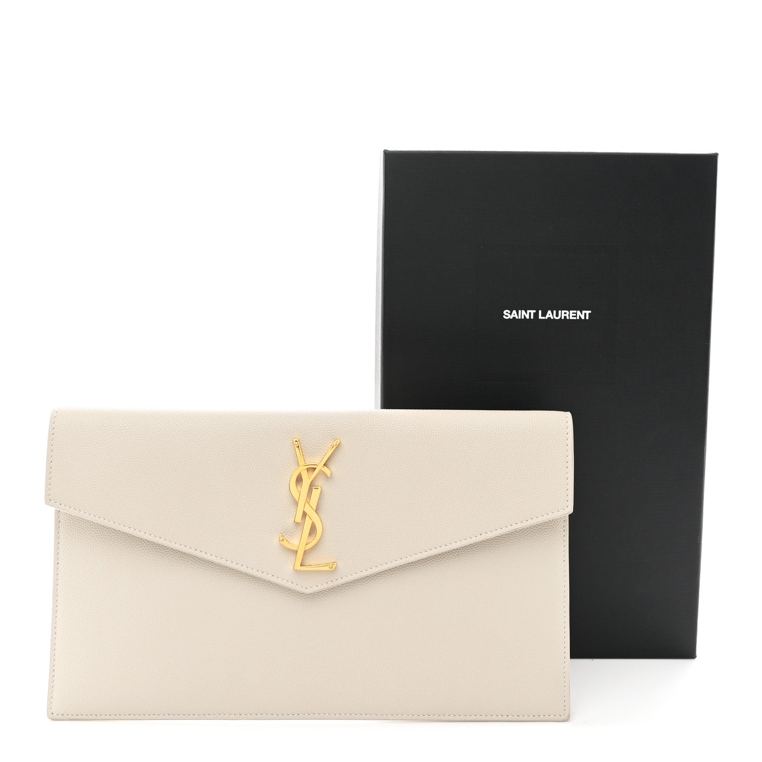 Smooth Shiny Calfskin Uptown Pouch Crema Soft