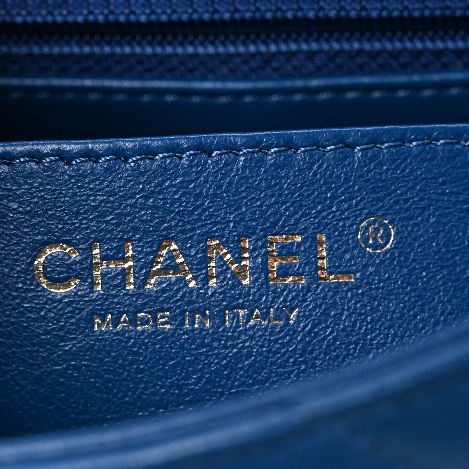 Lambskin Reverse Chevron Quilted Mini Round Top Handle Flap Blue