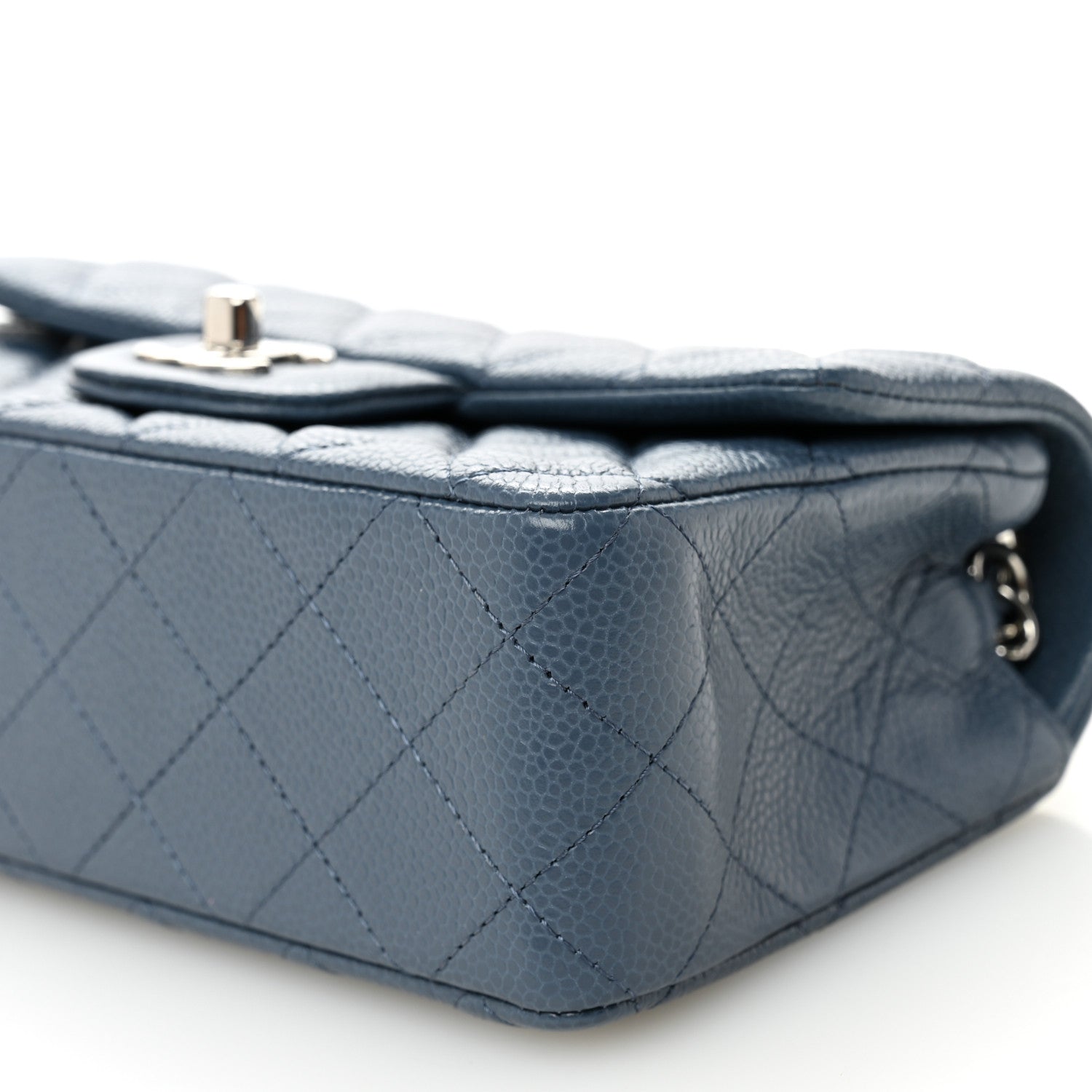 Caviar Quilted Mini Rectangular Flap Blue