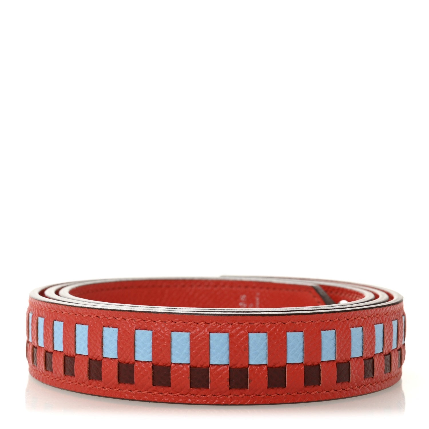 Epsom 25mm Tressage Shoulder Strap Capucine Celeste Rouge H