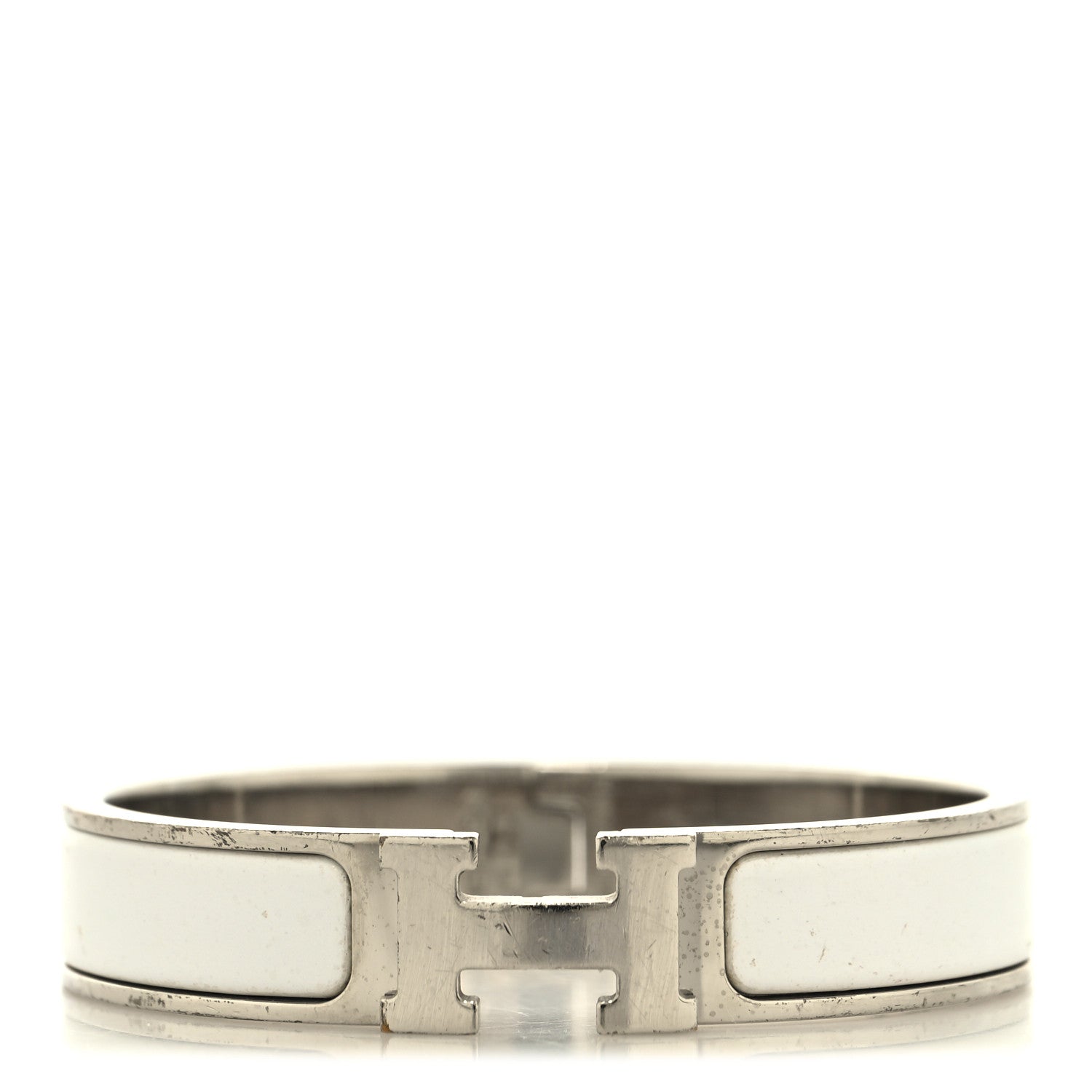 Enamel Narrow Clic Clac H Bracelet PM White