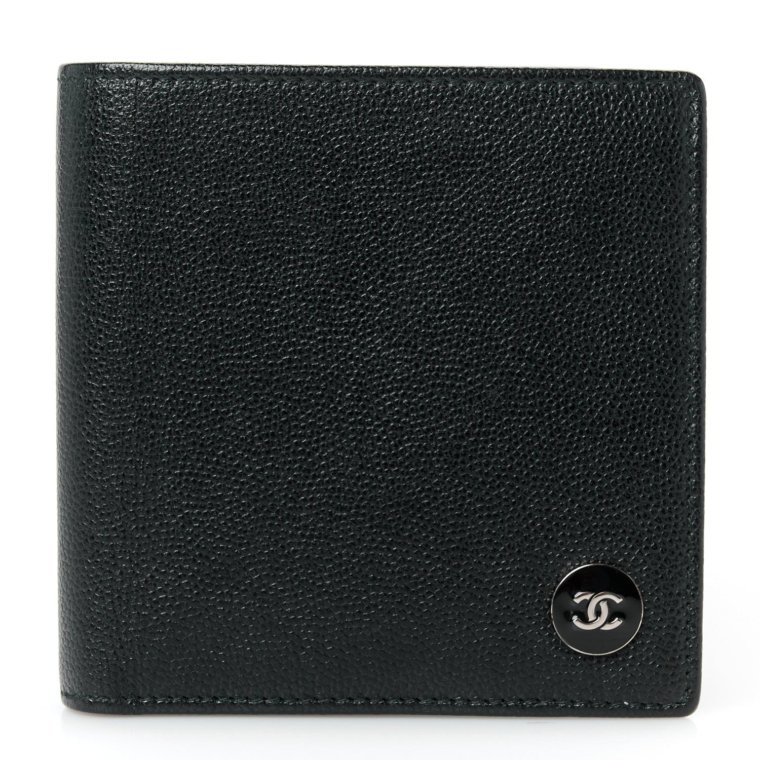 Caviar CC Button Bi-Fold Wallet Black