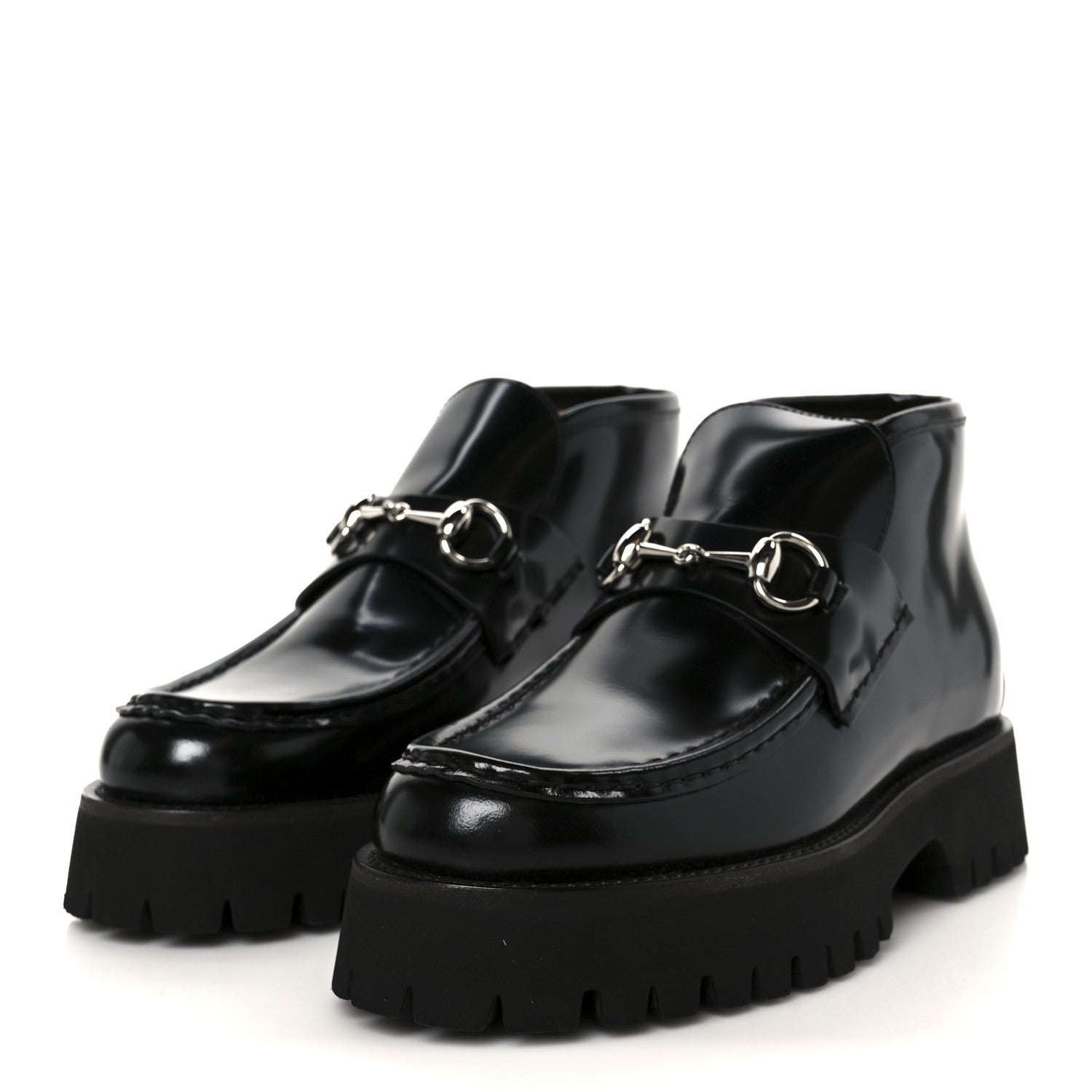 Cordovan Lux Womens Horsebit Platform Ankle Boots 38 Black