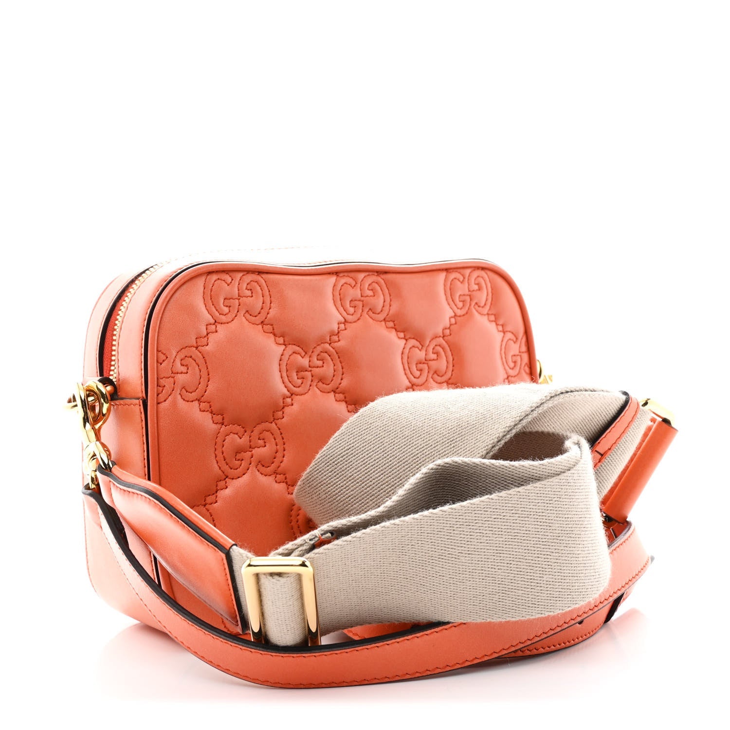 Calfskin GG Matelasse Shoulder Bag Spring Orange Natural