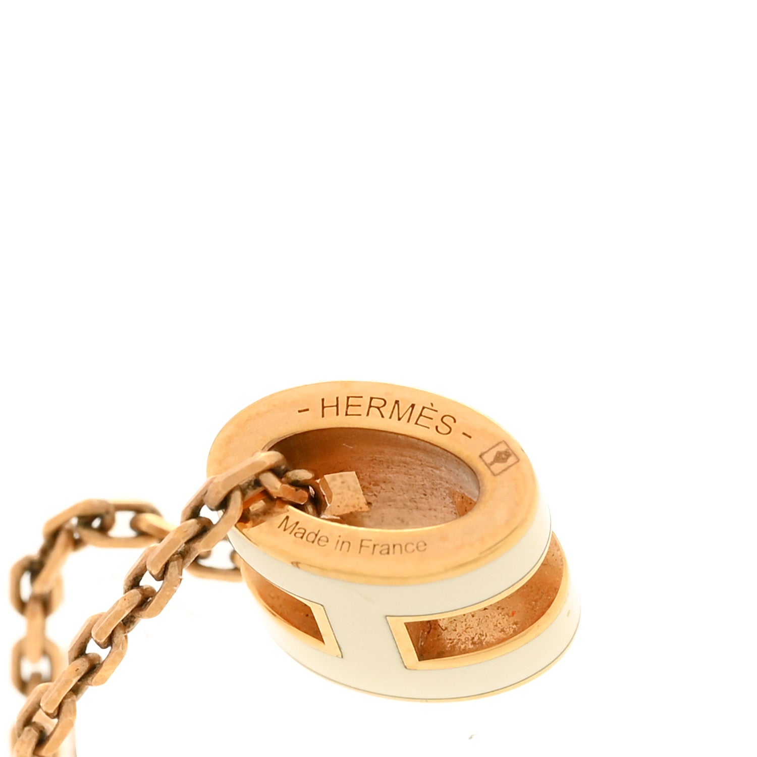 Lacquered Gold Mini Pop H Pendant Necklace White