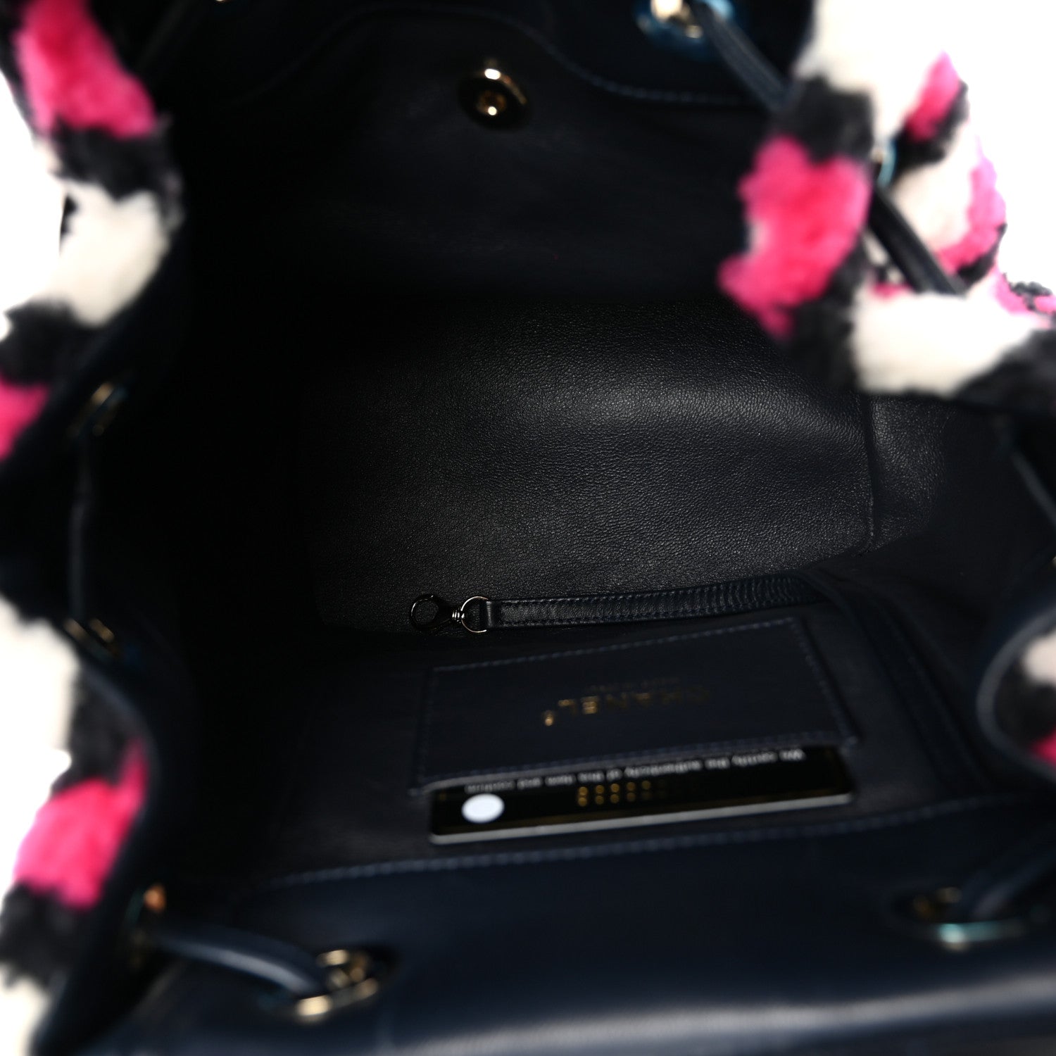 Lambskin Shearling Small Urban Spirit Backpack White Fuchsia Navy