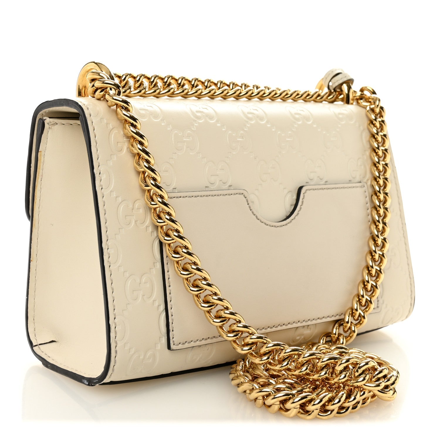 Guccissima Small Padlock Shoulder Bag White