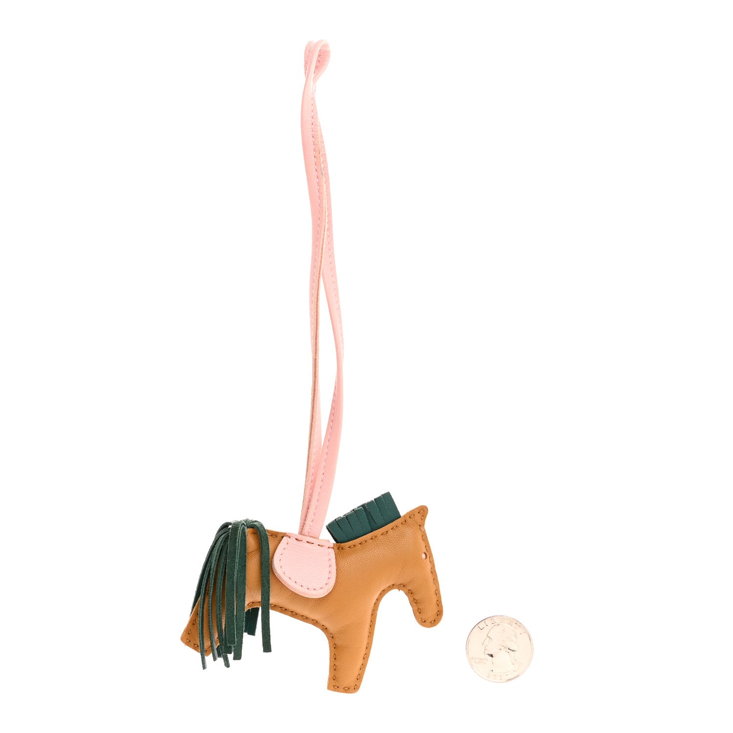 Milo Lambskin Grigri Rodeo Horse Bag Charm PM Sesame Malachite Rose Sakura
