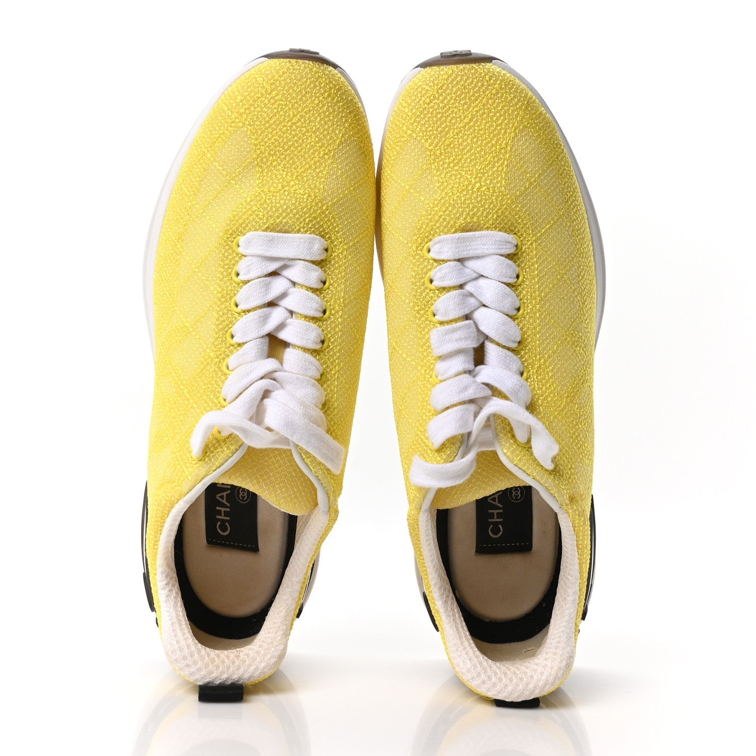 Mesh Embroidered CC Sneakers 38.5 Yellow