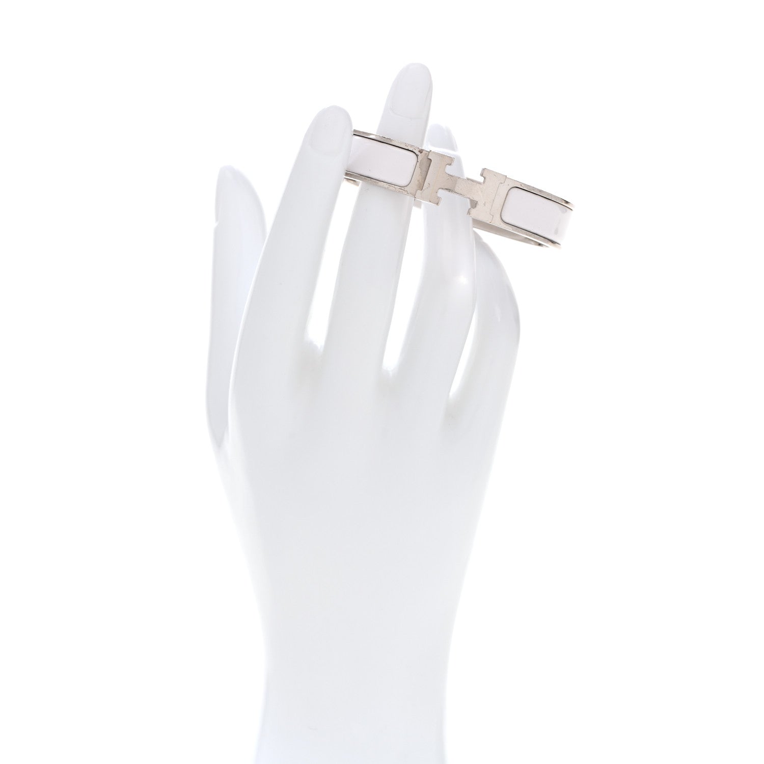 Enamel Narrow Clic Clac H Bracelet PM White