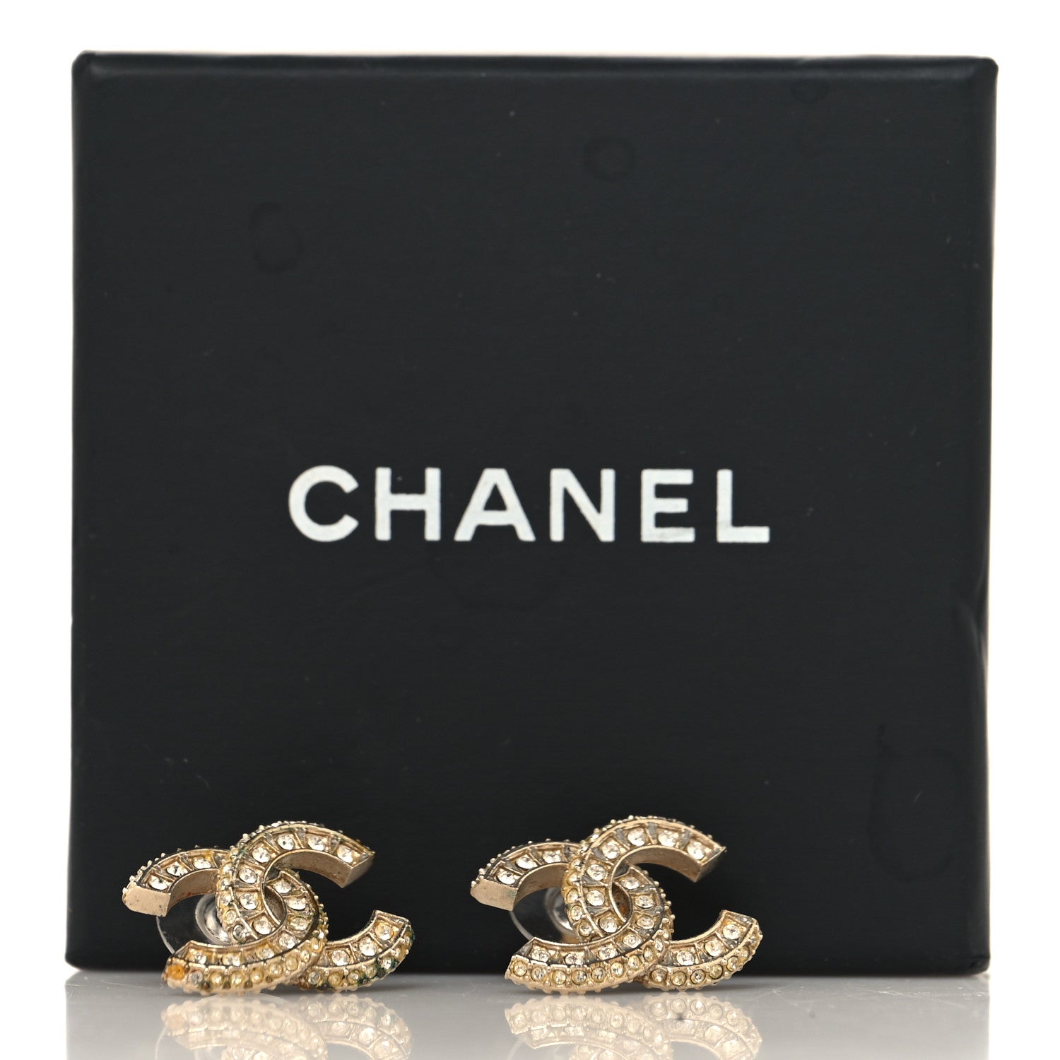 Crystal CC Earrings Light Gold