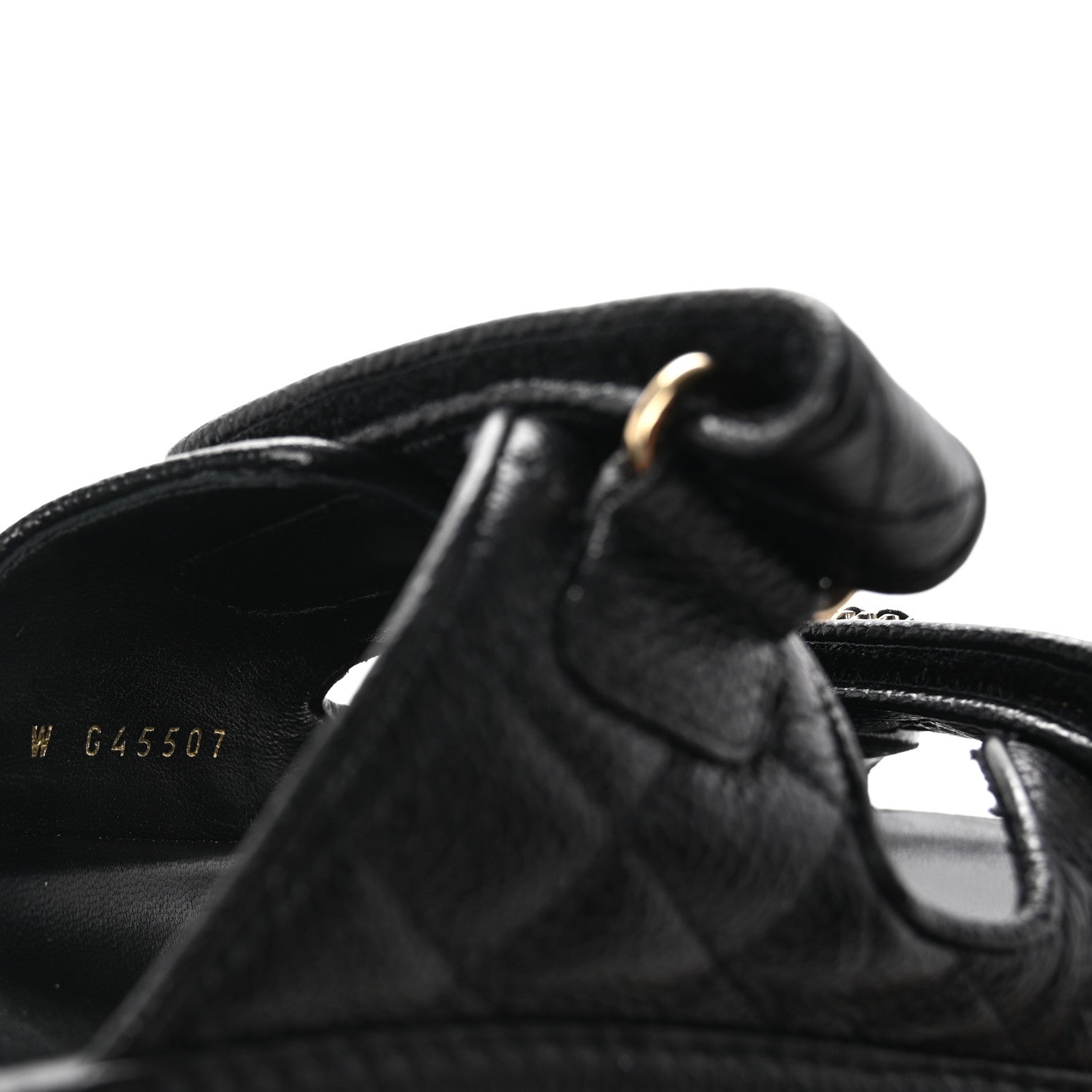 Grained Calfskin Quilted Velcro Dad Chain CC Slide Sandals 40 Black