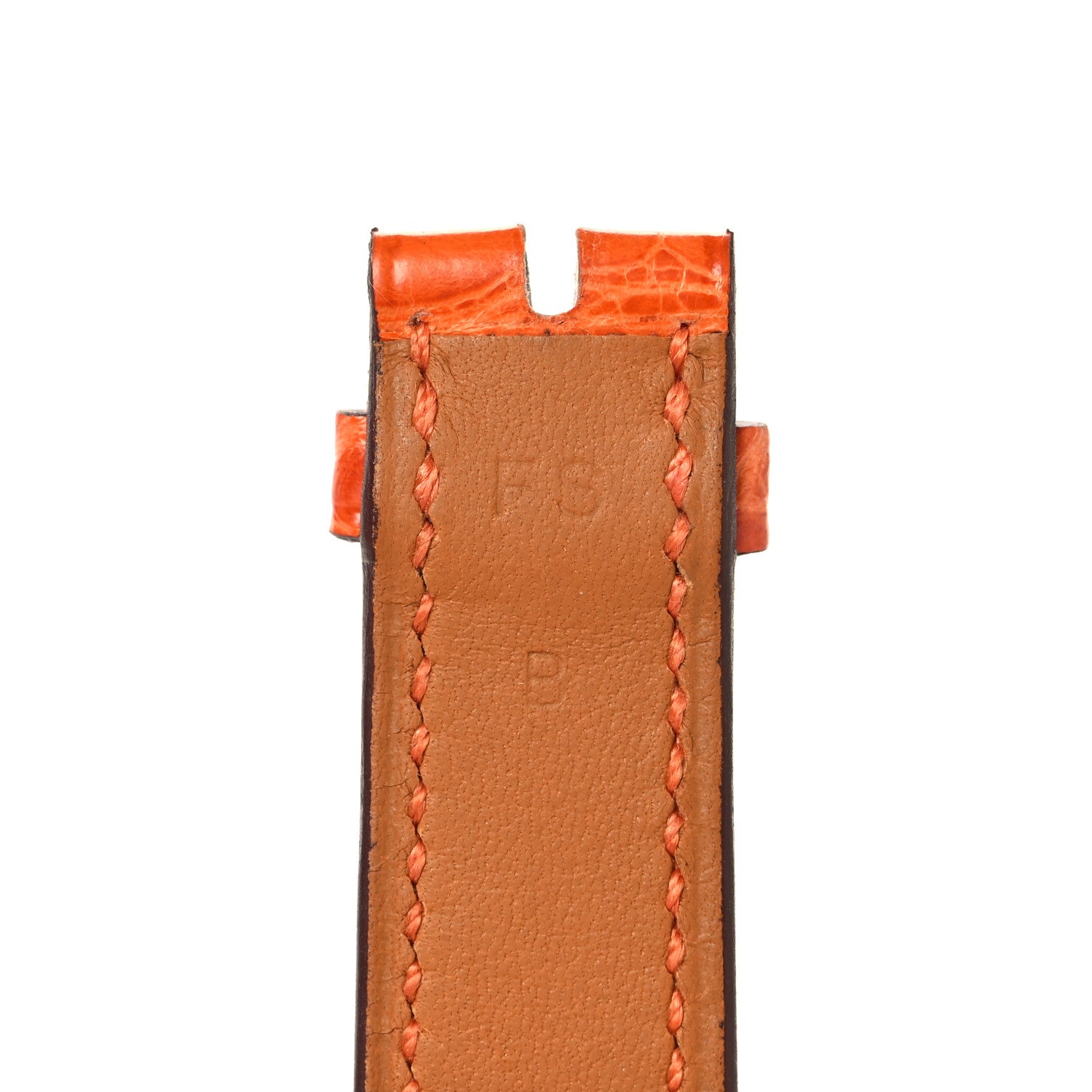 Shiny Alligator Single Tour Watch Strap Orange