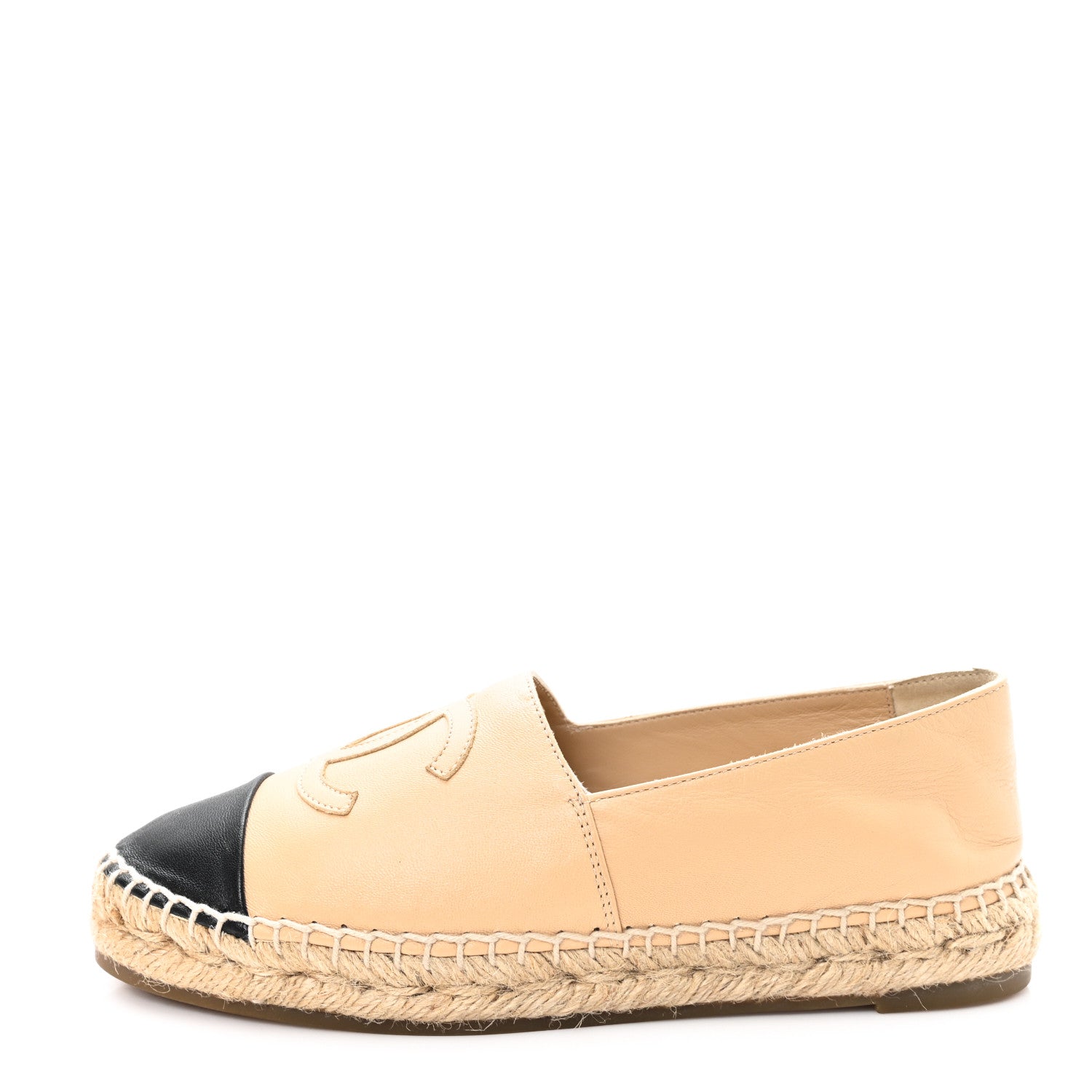 Lambskin CC Espadrilles 36 Beige Black