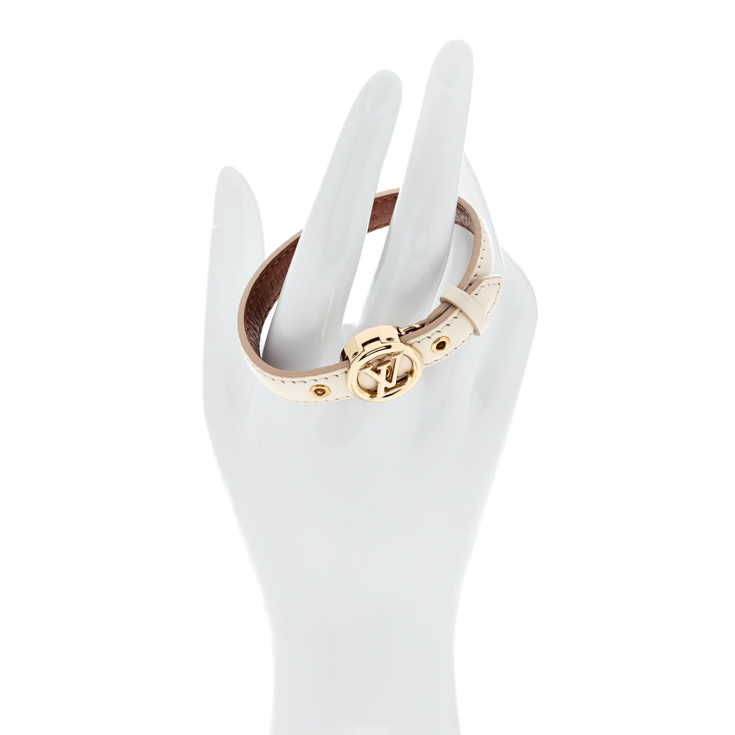 Calfskin LV Circle Bracelet 17 White