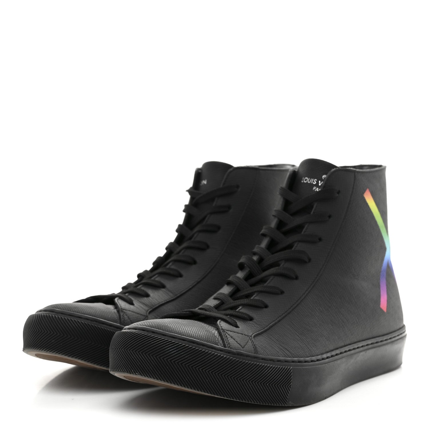 Calfskin Mens LV Tattoo Sneaker Boots 8.5 Black