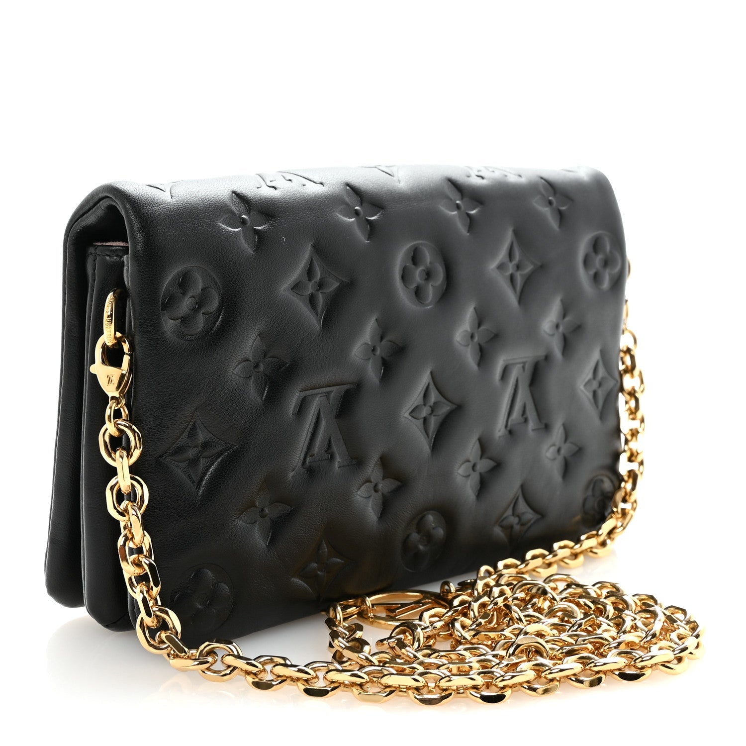 Lambskin Embossed Monogram Pochette Coussin Black