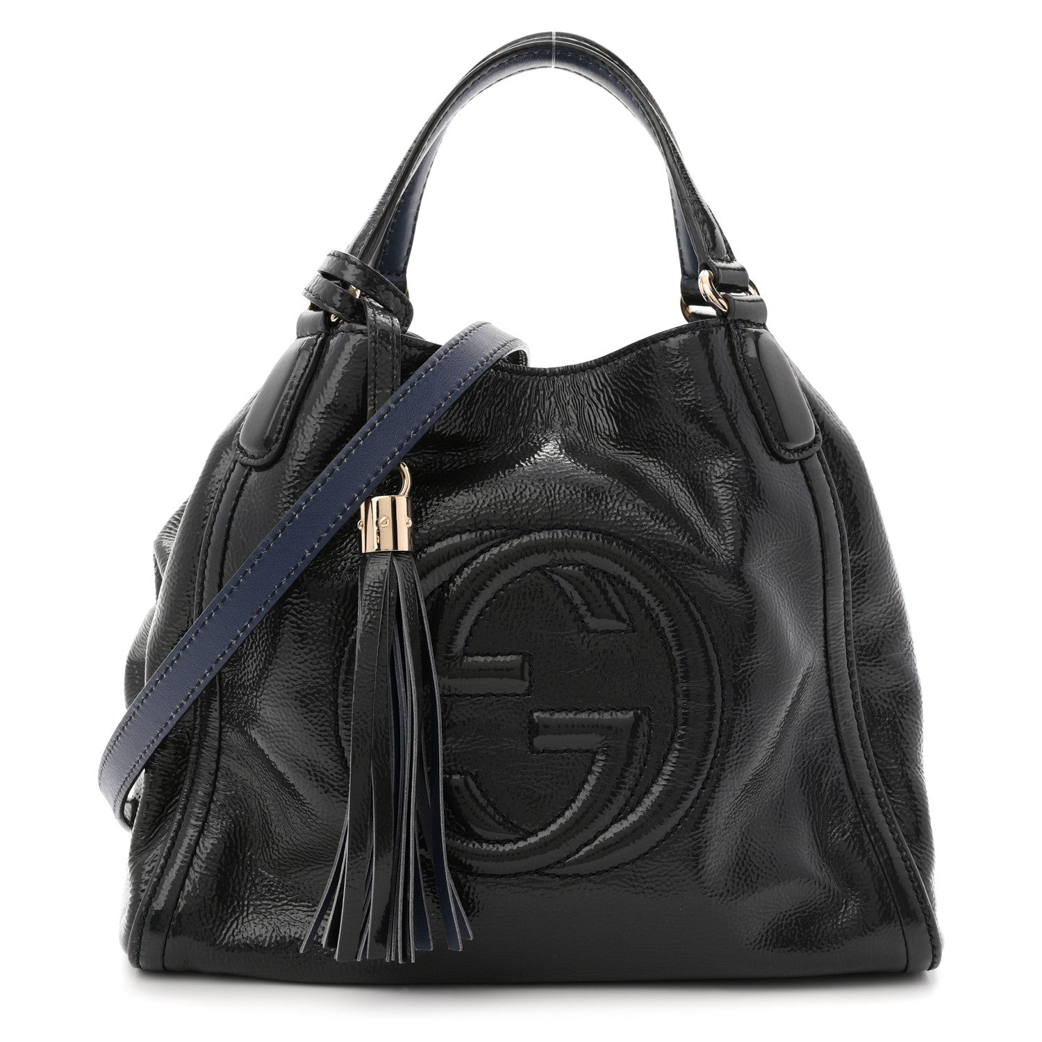 Vernice Naplack Small Soho Shoulder Bag Uniform Blue