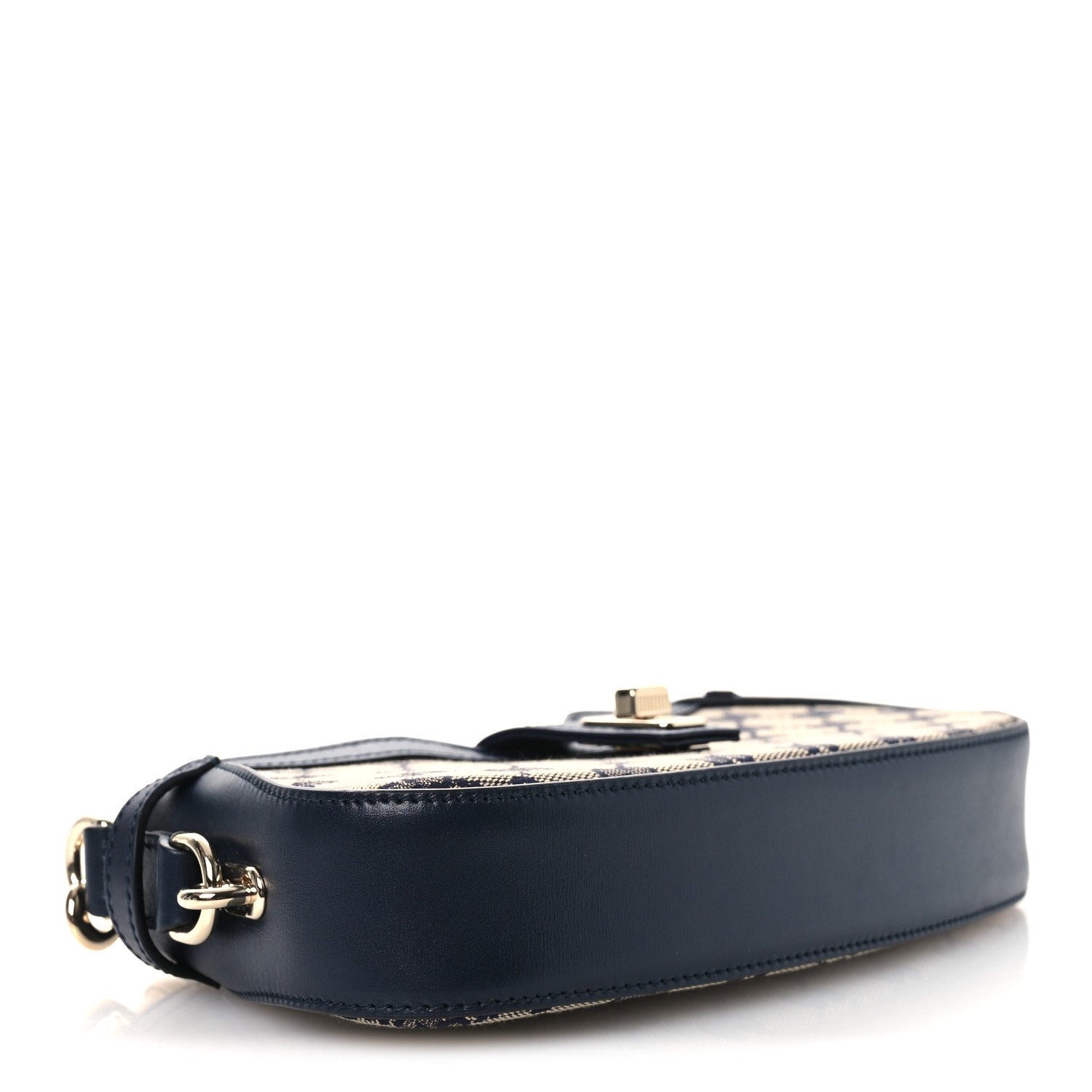 Calfskin Monogram Mini Moon Side Shoulder Bag Navy