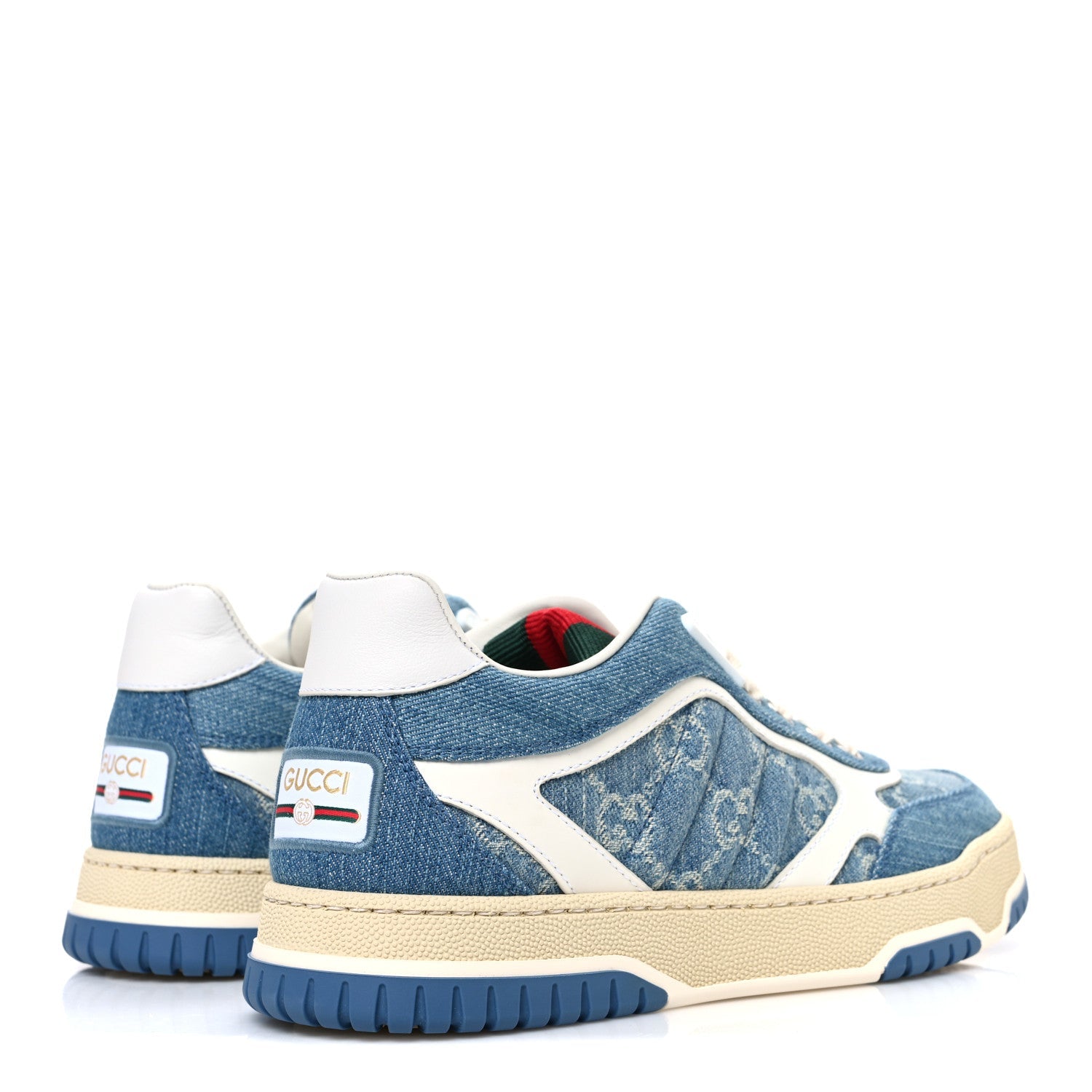 New Denim Delave GG Monogram Womens Re-Web Sneakers 36 Light Blue Royale
