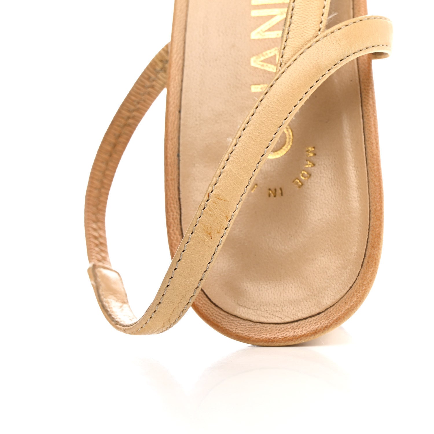 Goatskin Grosgrain Cap Toe CC Slingback Pumps 36 Beige Black