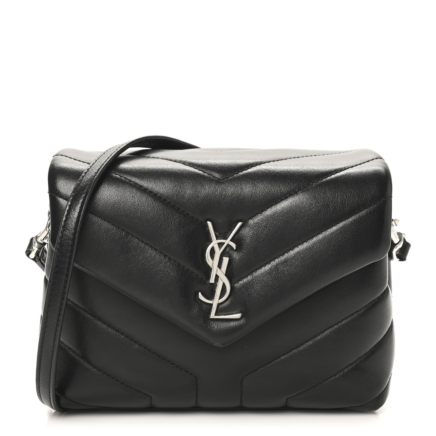 Calfskin Y Quilted Monogram Toy Loulou Crossbody Bag Black