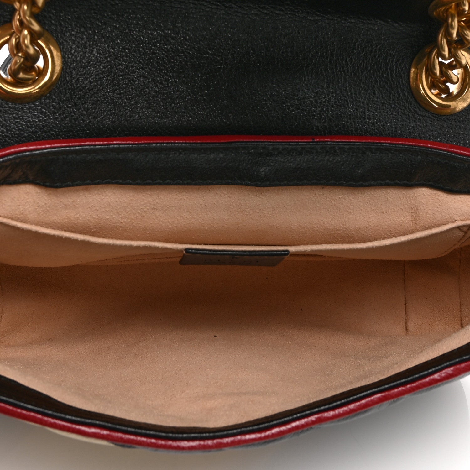 Vintage Effect Calfskin Matelasse Diagonal Striped Mini Torchon GG Marmont Shoulder Bag Black Beige
