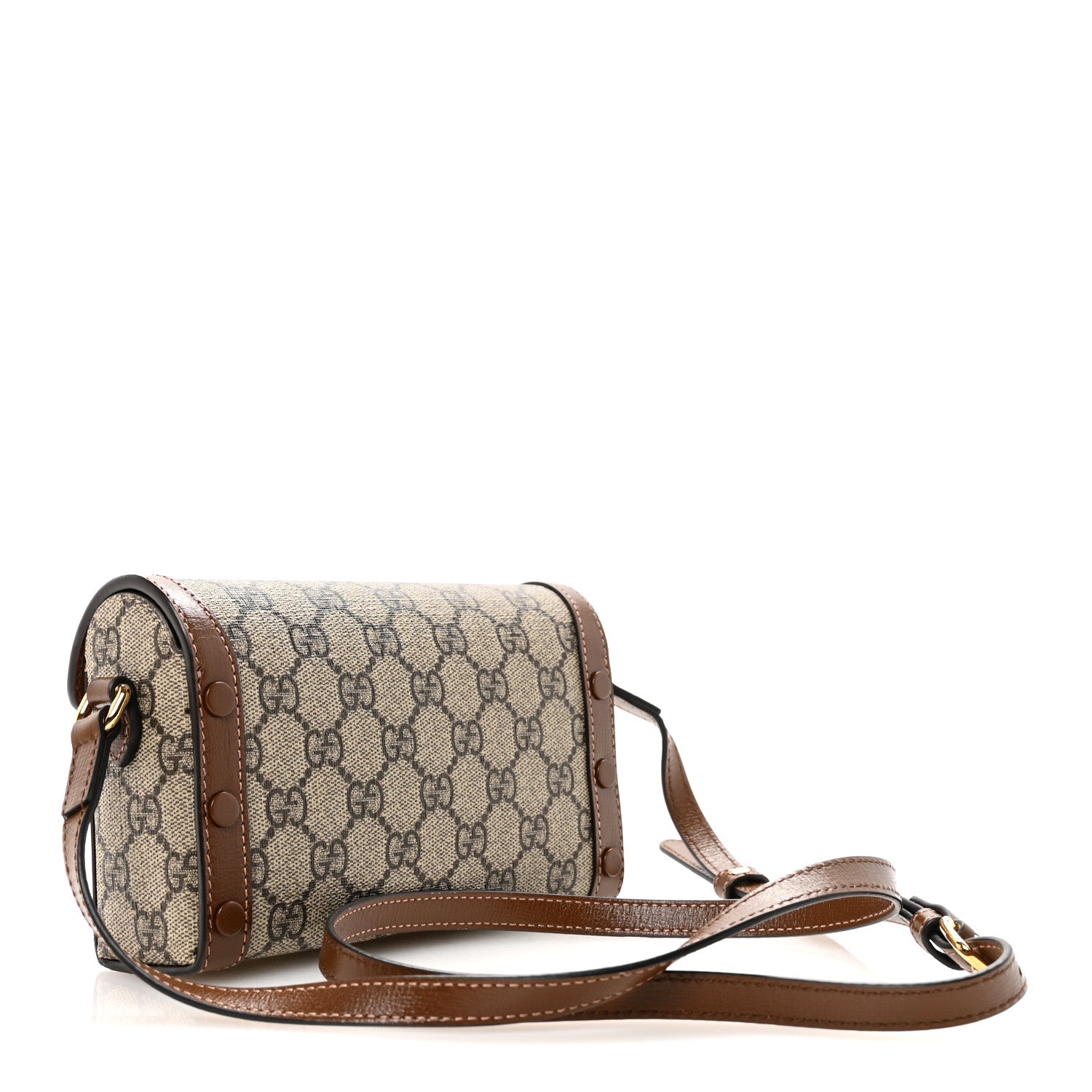 GG Supreme Monogram Mini Horsebit 1955 Shoulder Bag Beige Brown Sugar