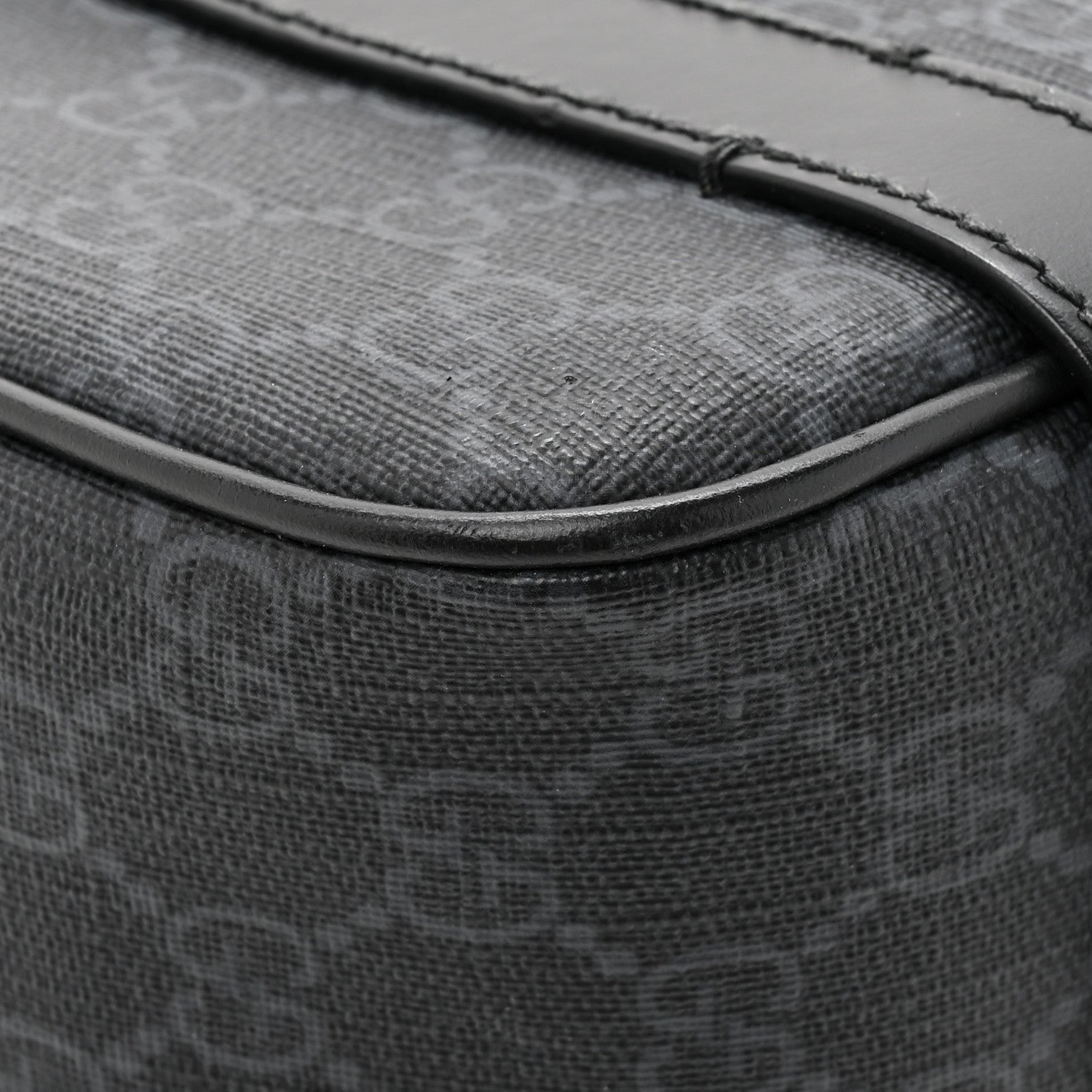 GG Supreme Monogram Textured Dollar Calfskin Retro Interlocking G Flap Messenger Bag Black