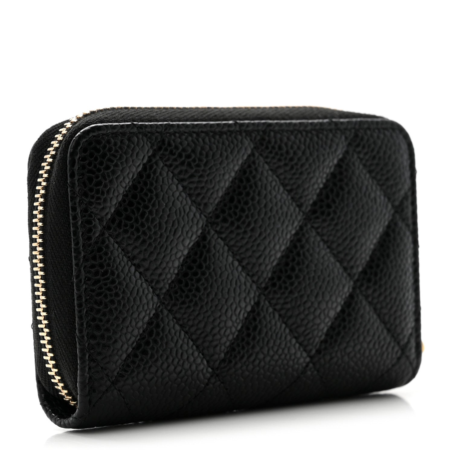 Caviar Quilted Zip Coin Purse Black