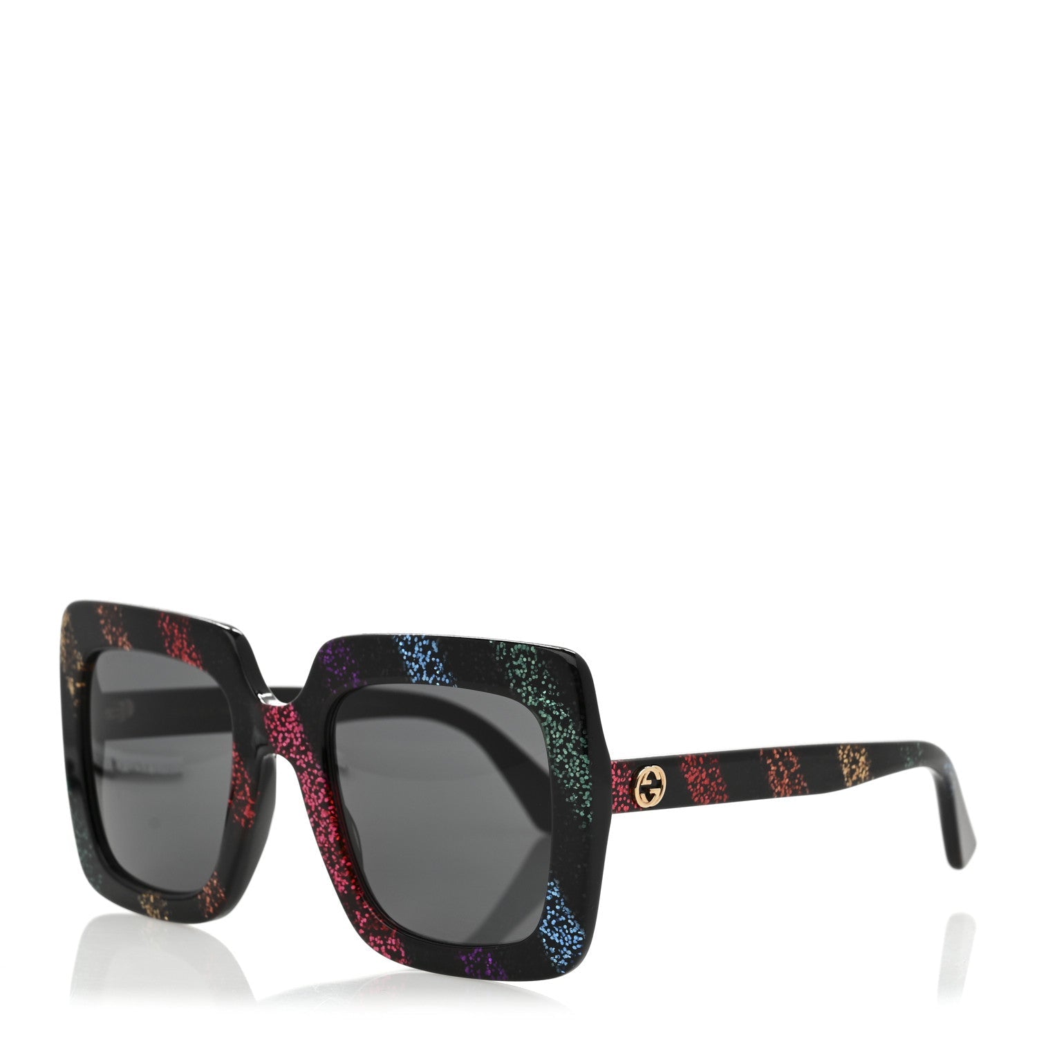Acetate Oversize Stripe Sunglasses GG0328S Black Multi