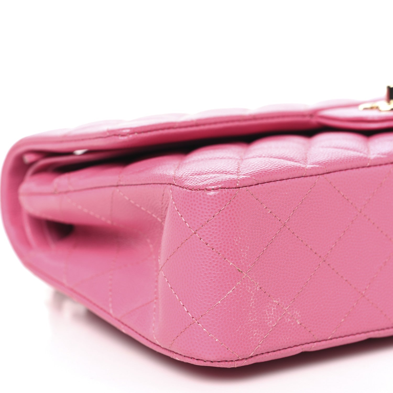 Caviar Quilted Medium Double Flap Pink