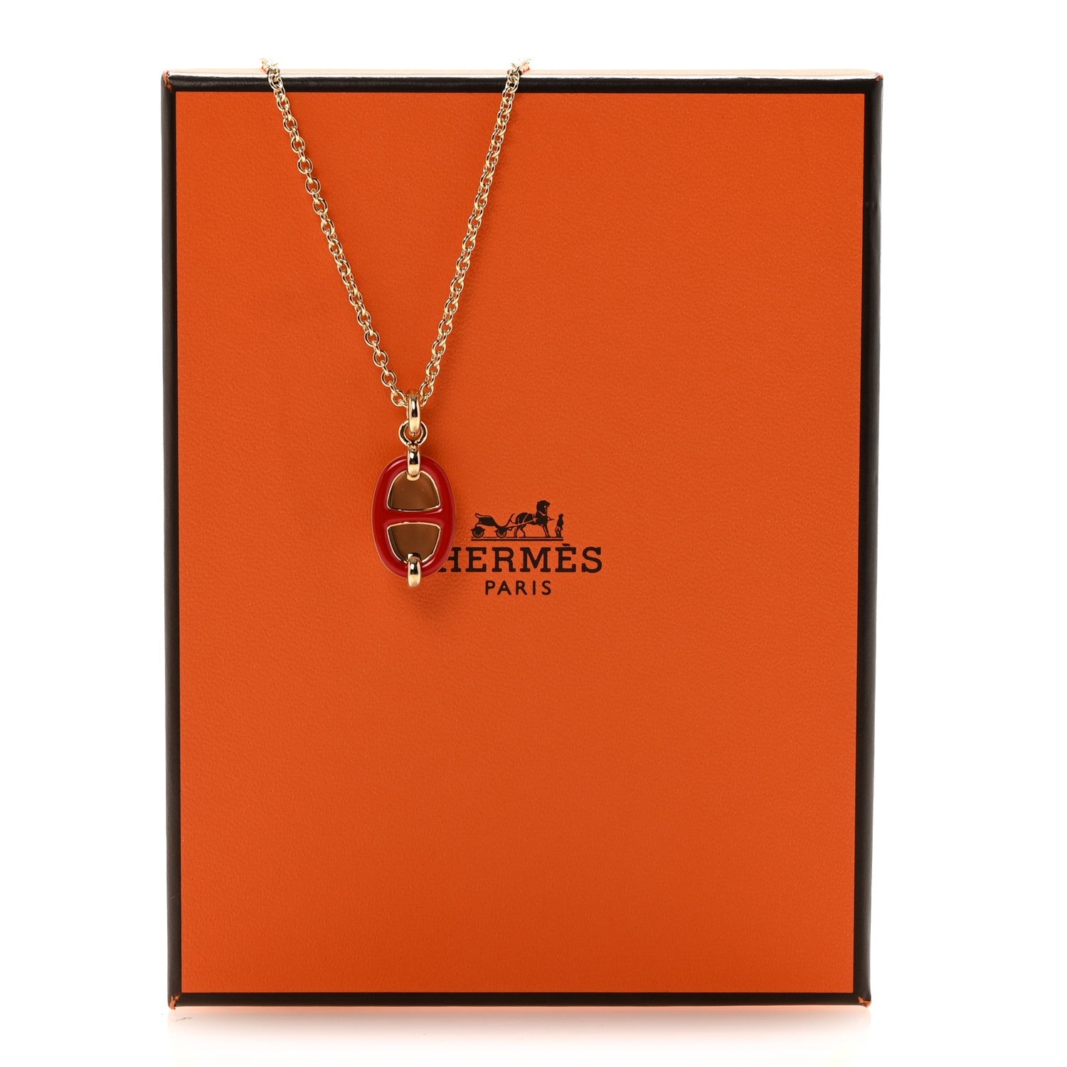 Metal Enamel Mini Maillon Pendant Necklace Rouge Vif