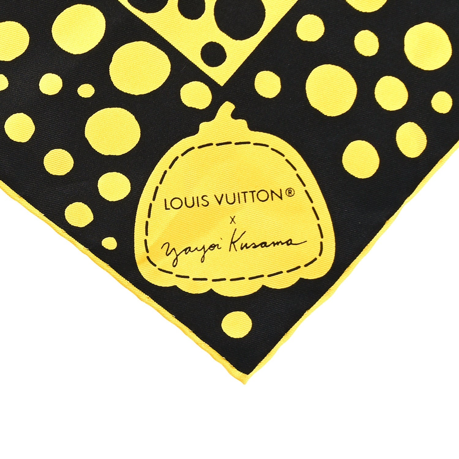 LV x YK Silk Monogram Dots Scarf 45 Yellow Black