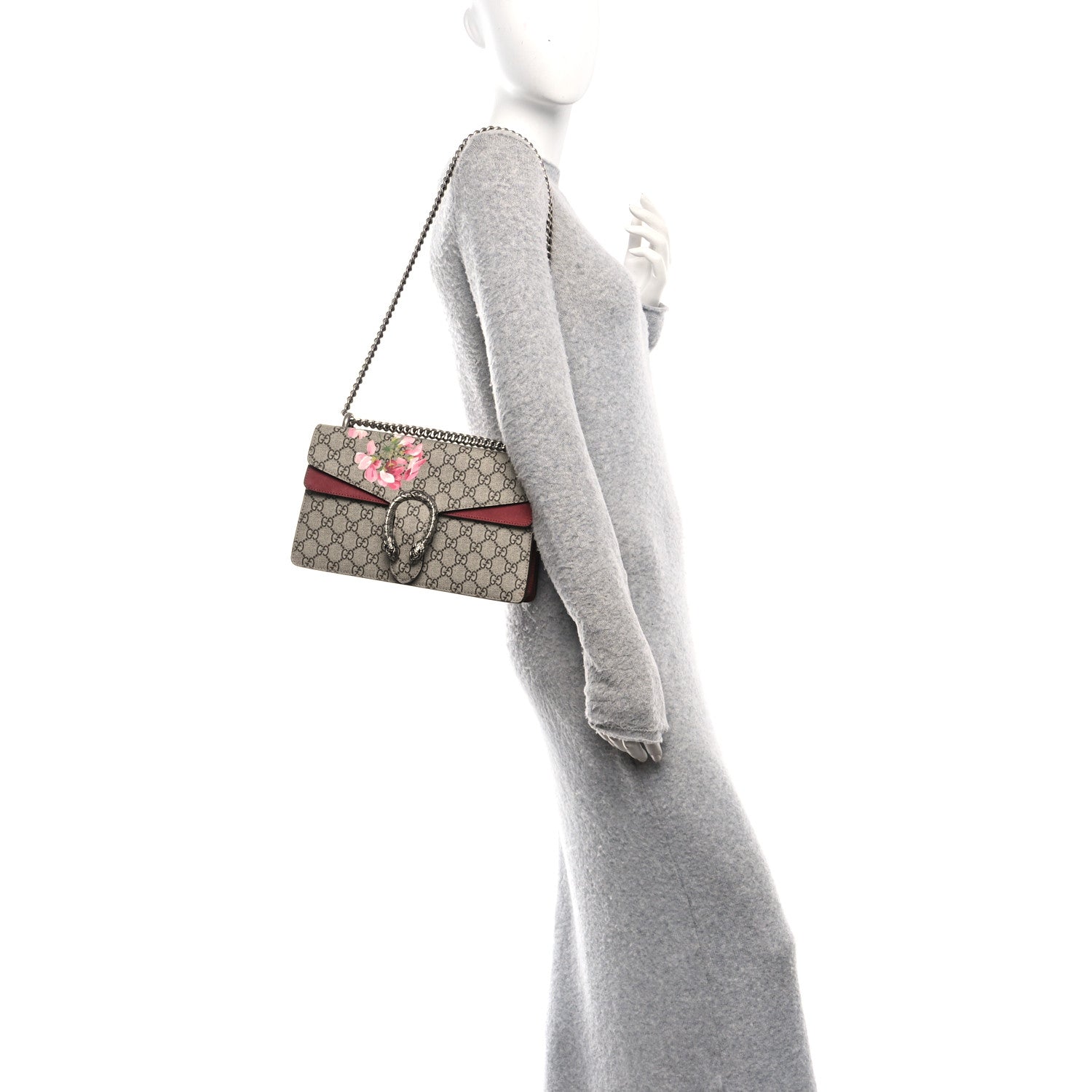 GG Supreme Monogram Blooms Small Dionysus Shoulder Bag Beige Multicolor Dry Rose