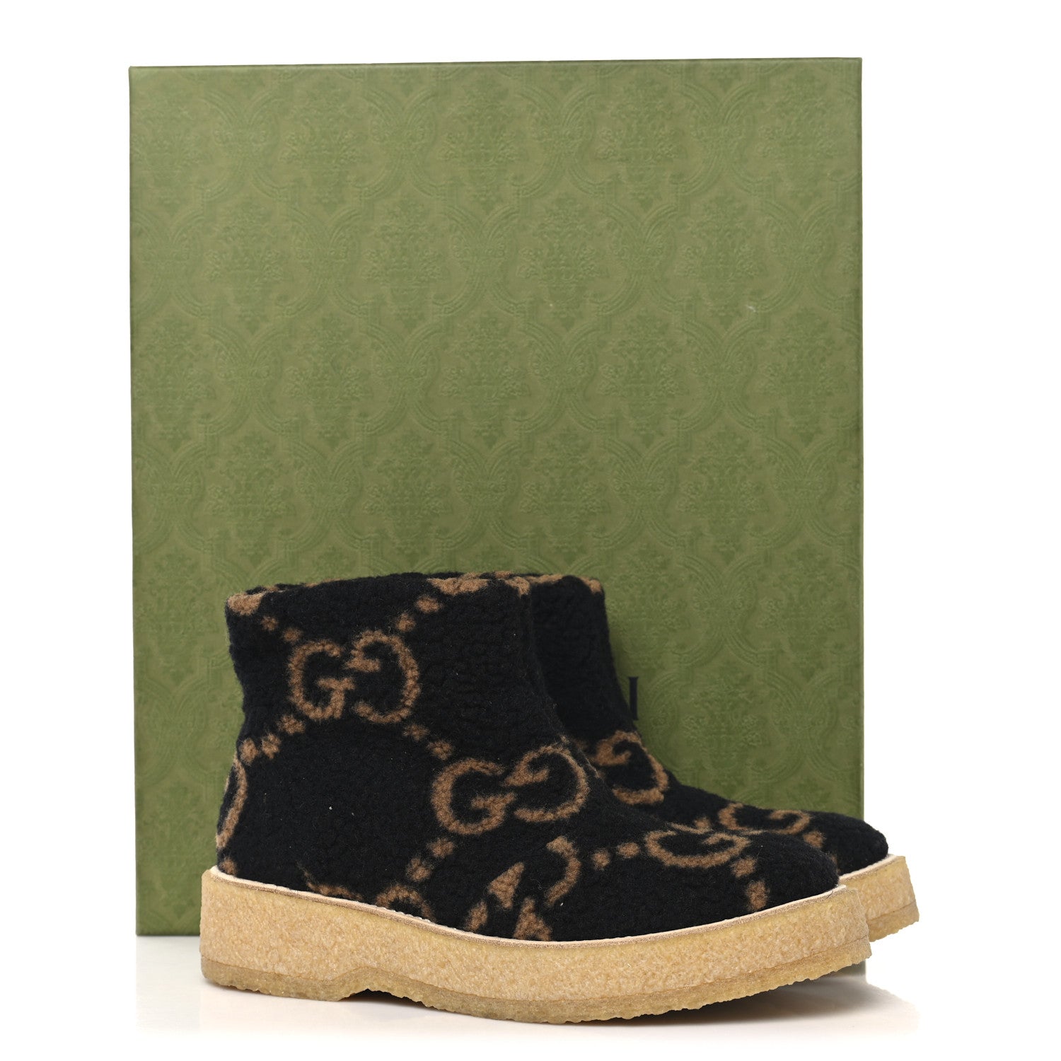 Faux Shearling Hooper GG Womens Ankle Boots 39 Black Natural Tan