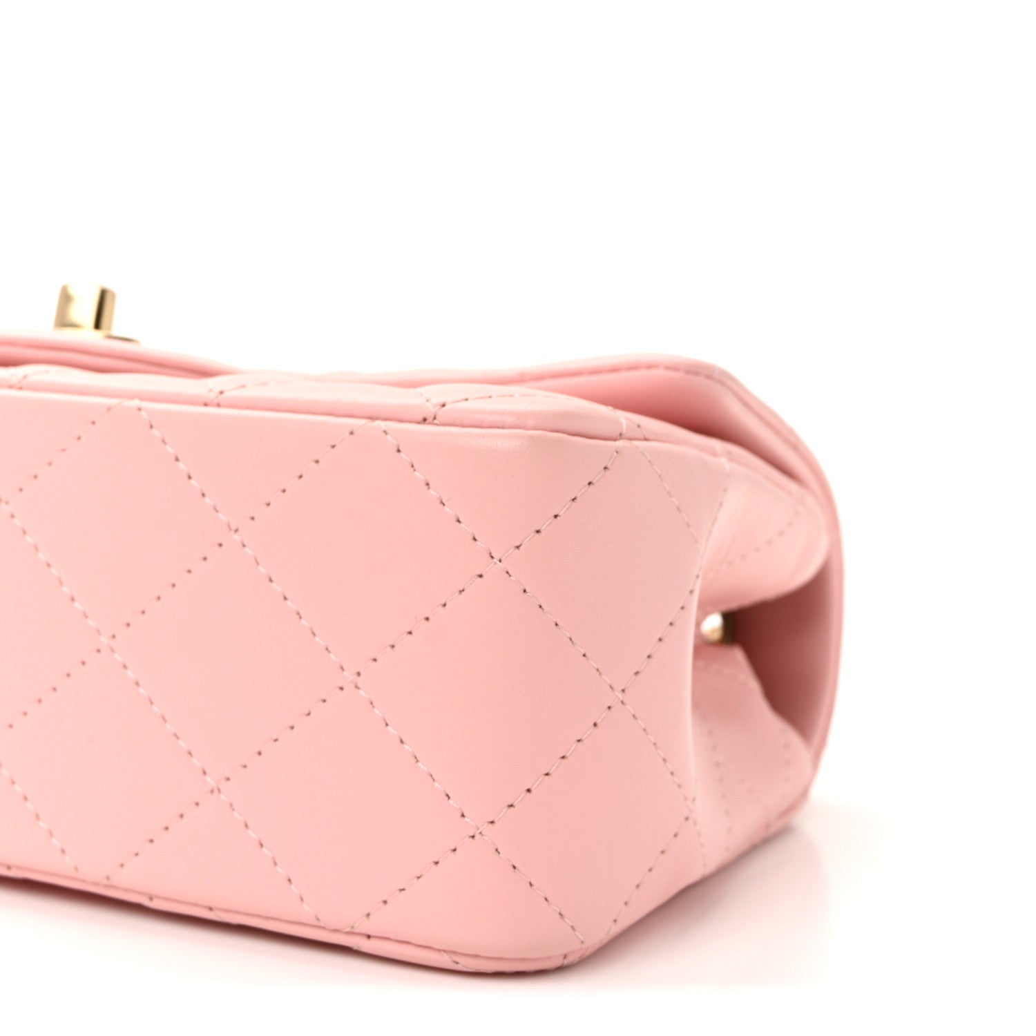 Lambskin Quilted Mini Rectangular Flap Light Pink