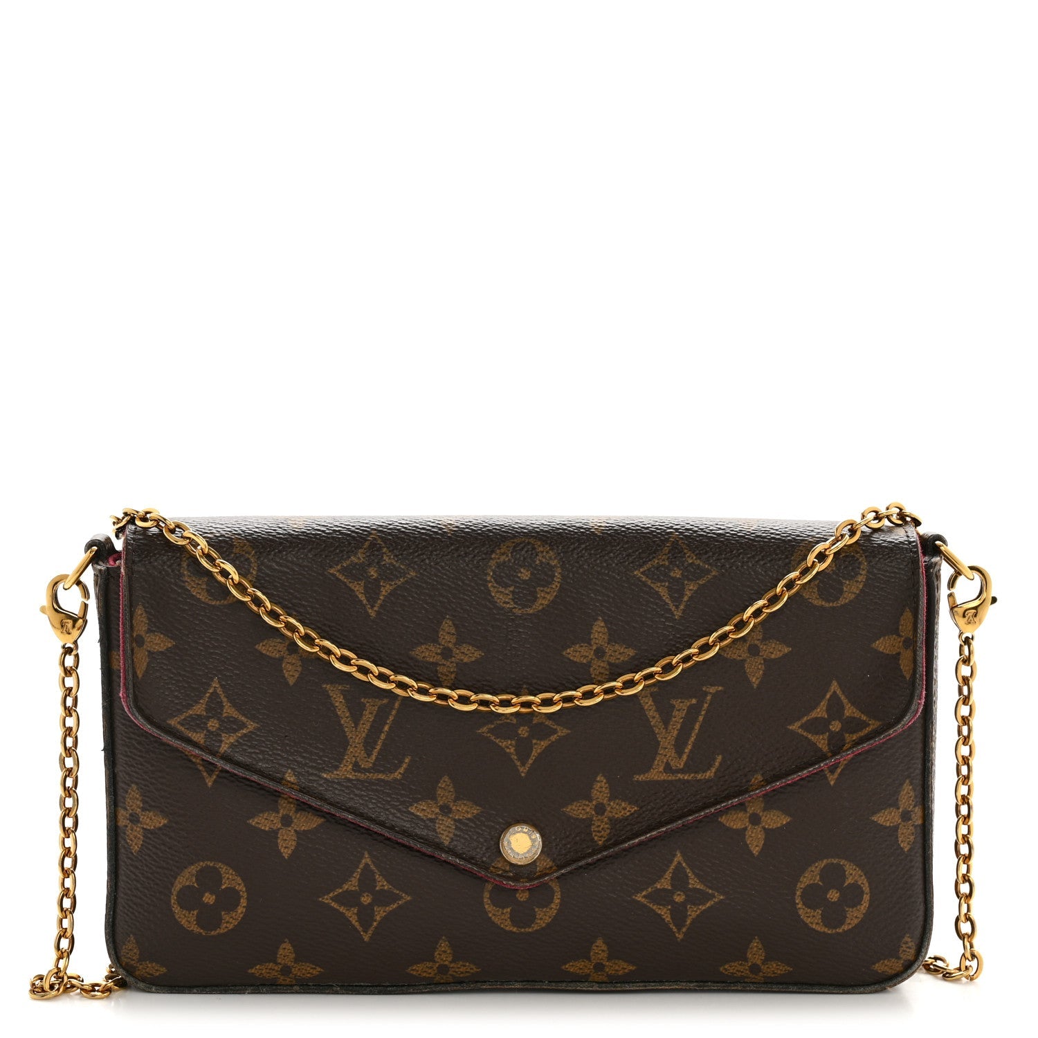 Monogram Pochette Felicie Chain Wallet Fuchsia