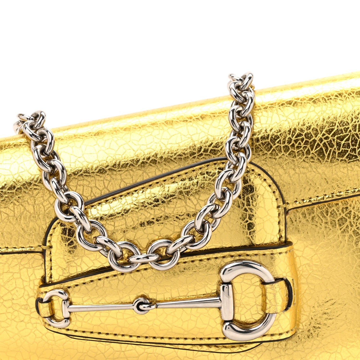 Metallic Calfskin Mini Horsebit 1955 Asymmetric Shoulder Bag Gold
