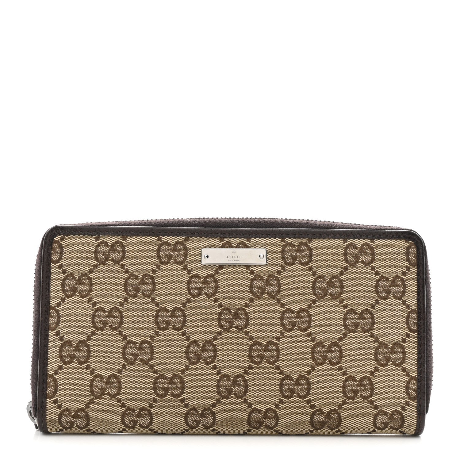 Monogram Metal Bar Zip Around Wallet Dark Brown