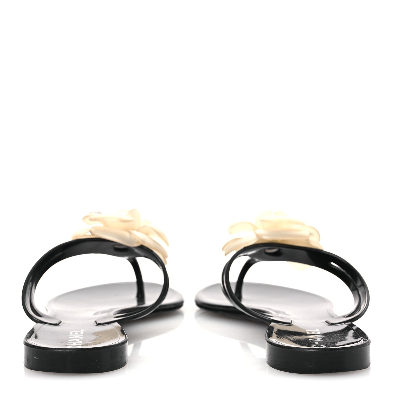 Jelly Camellia Thong Sandals 38 Black Ivory