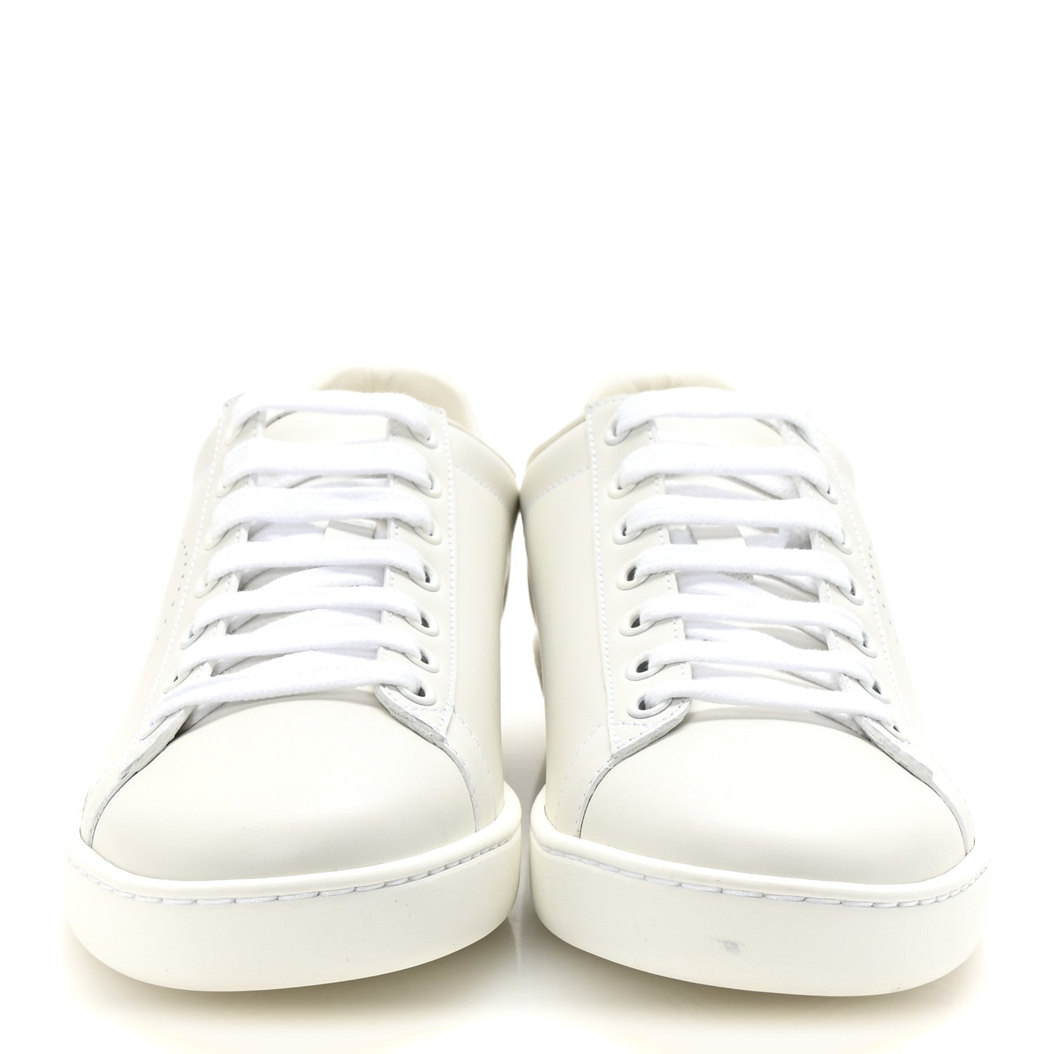 Calfskin Interlocking G Perforated Womens Ace Sneakers 37 White Grey Sky